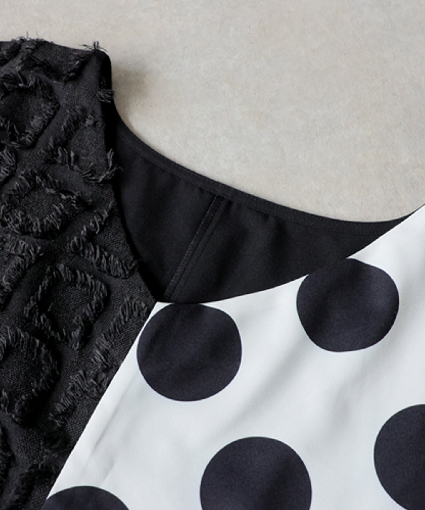 Polka Dot Pattern Mixed Material Dolman Top Ladies
