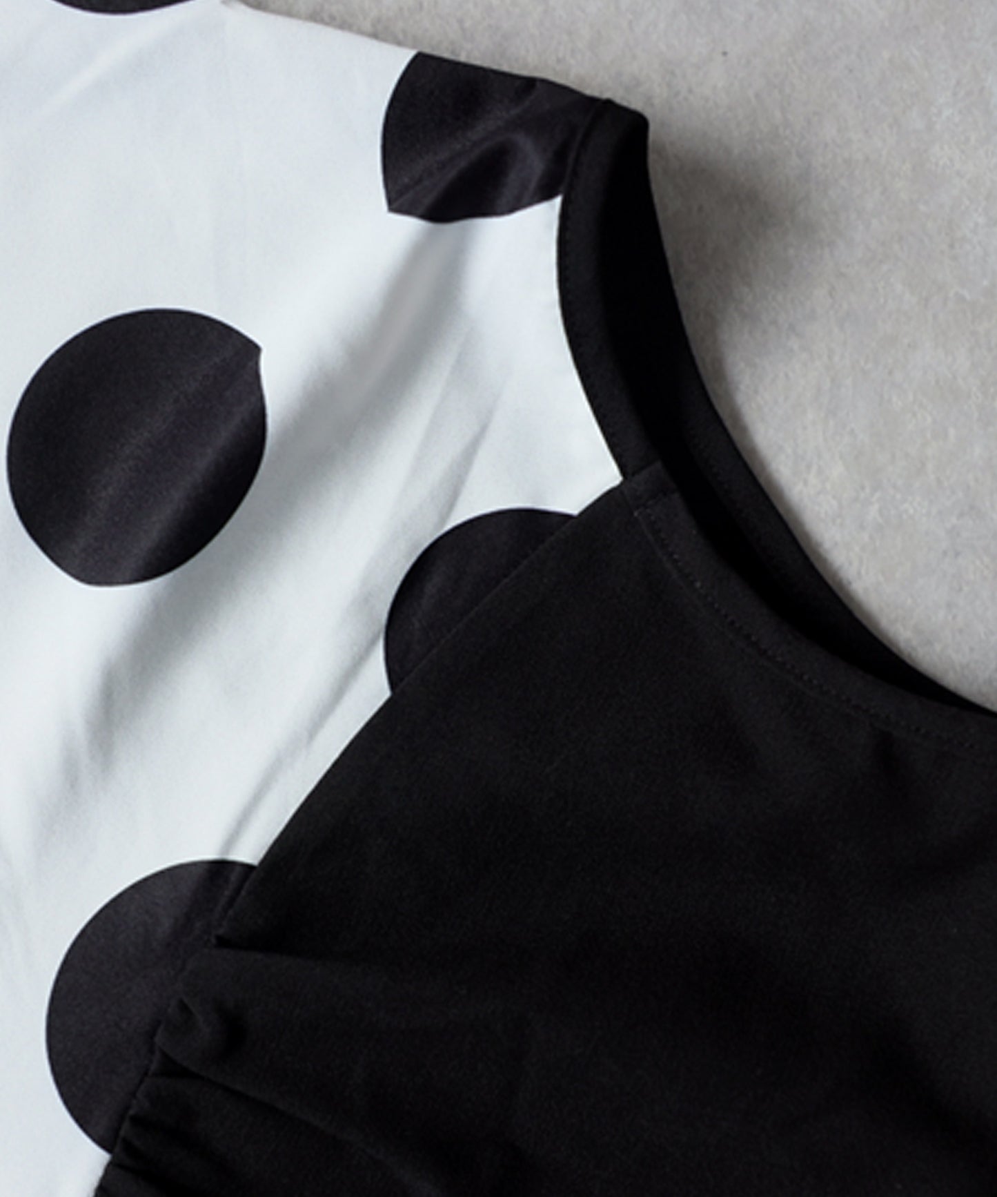 Polka Dot Pattern Mixed Material Dolman Top Ladies