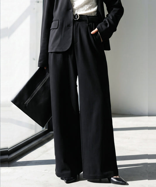Namakemono Cool-Touch Stretch Wide-Leg Pleated Pants Ladies