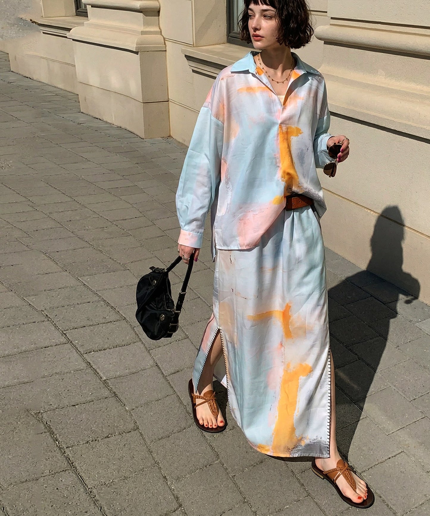 Side-Stitched Long Skirt Ladies