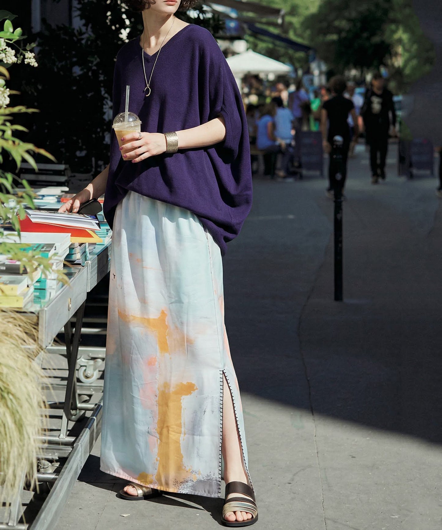Side-Stitched Long Skirt Ladies
