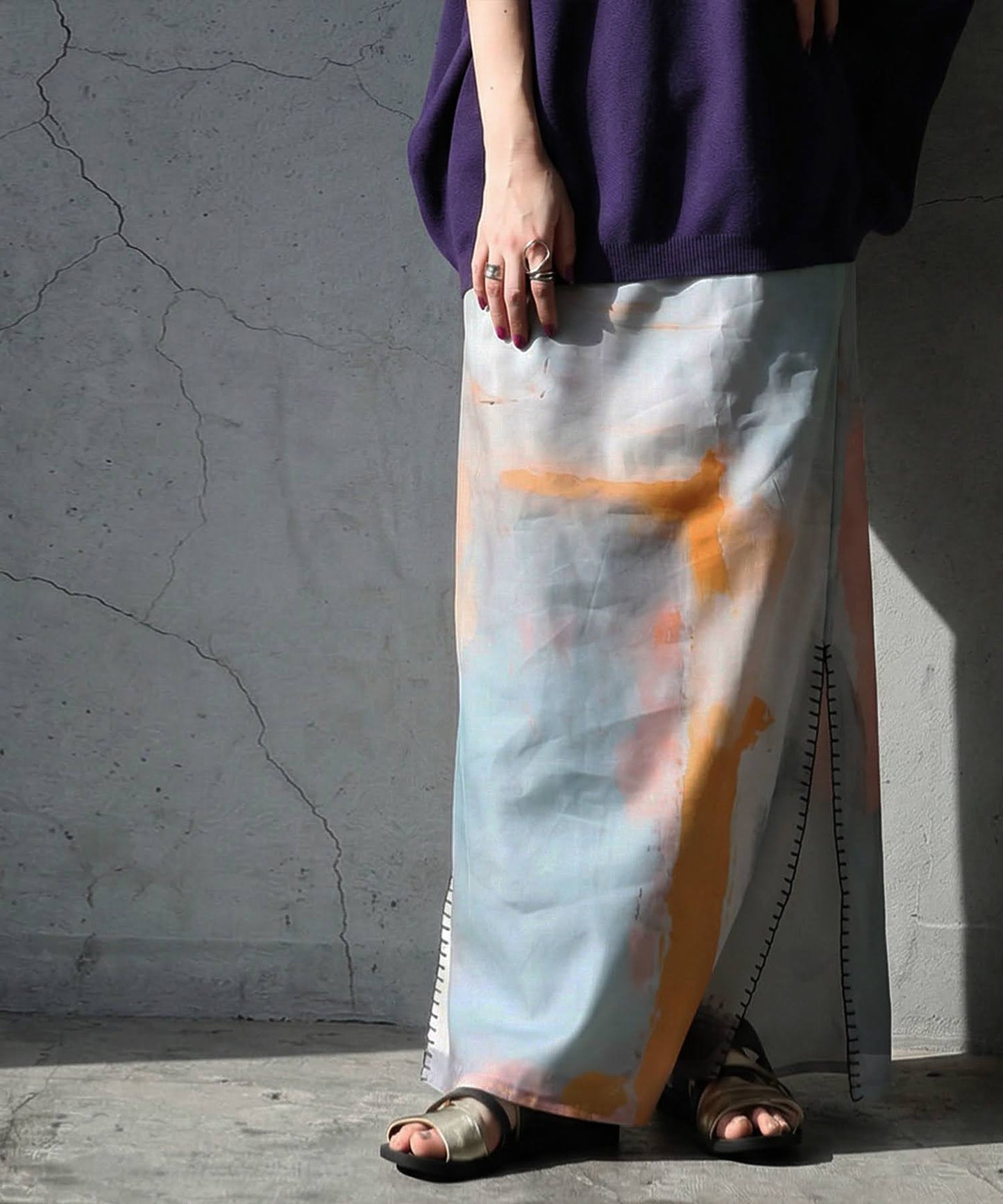 Side-Stitched Long Skirt Ladies