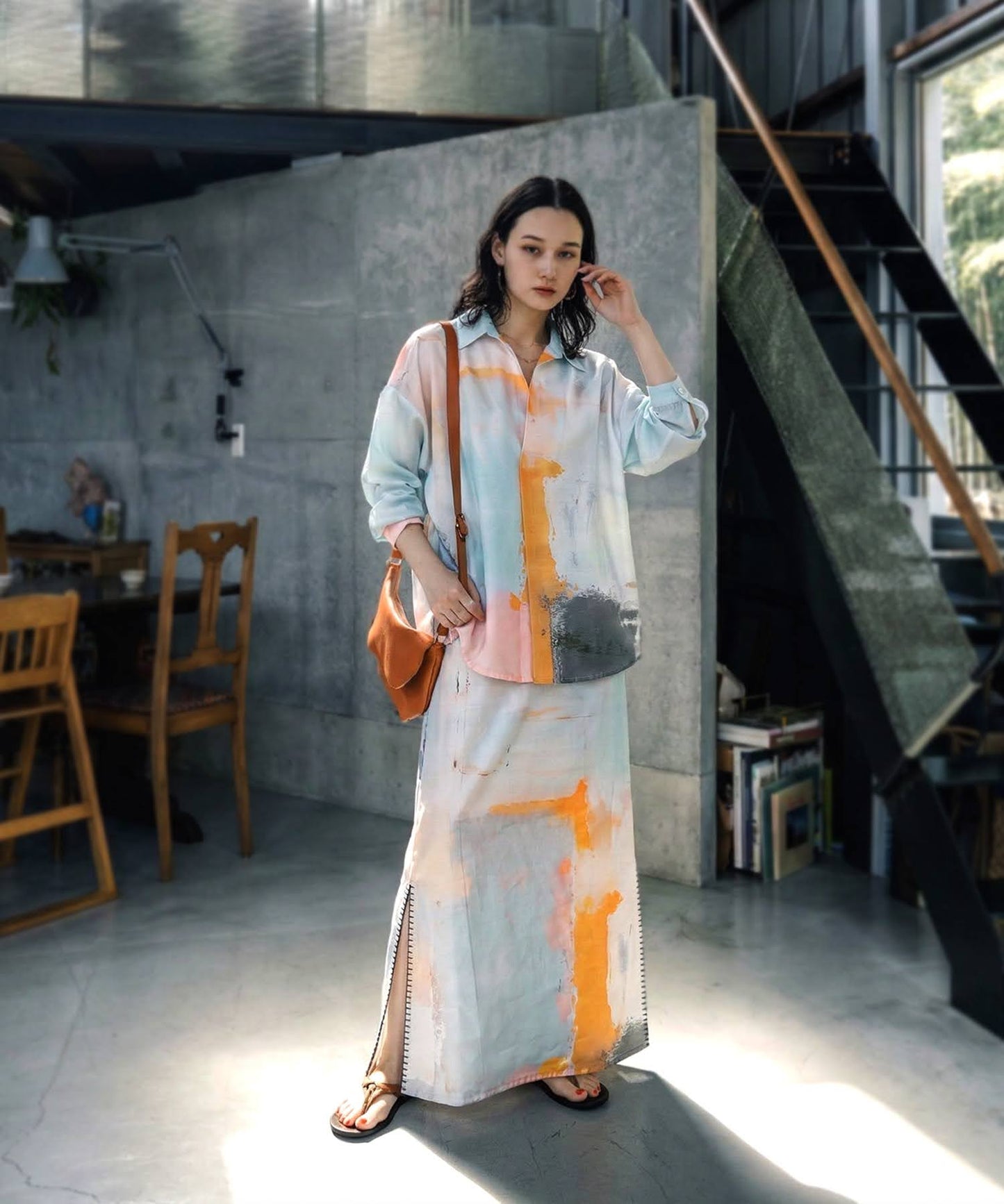 Side-Stitched Long Skirt Ladies