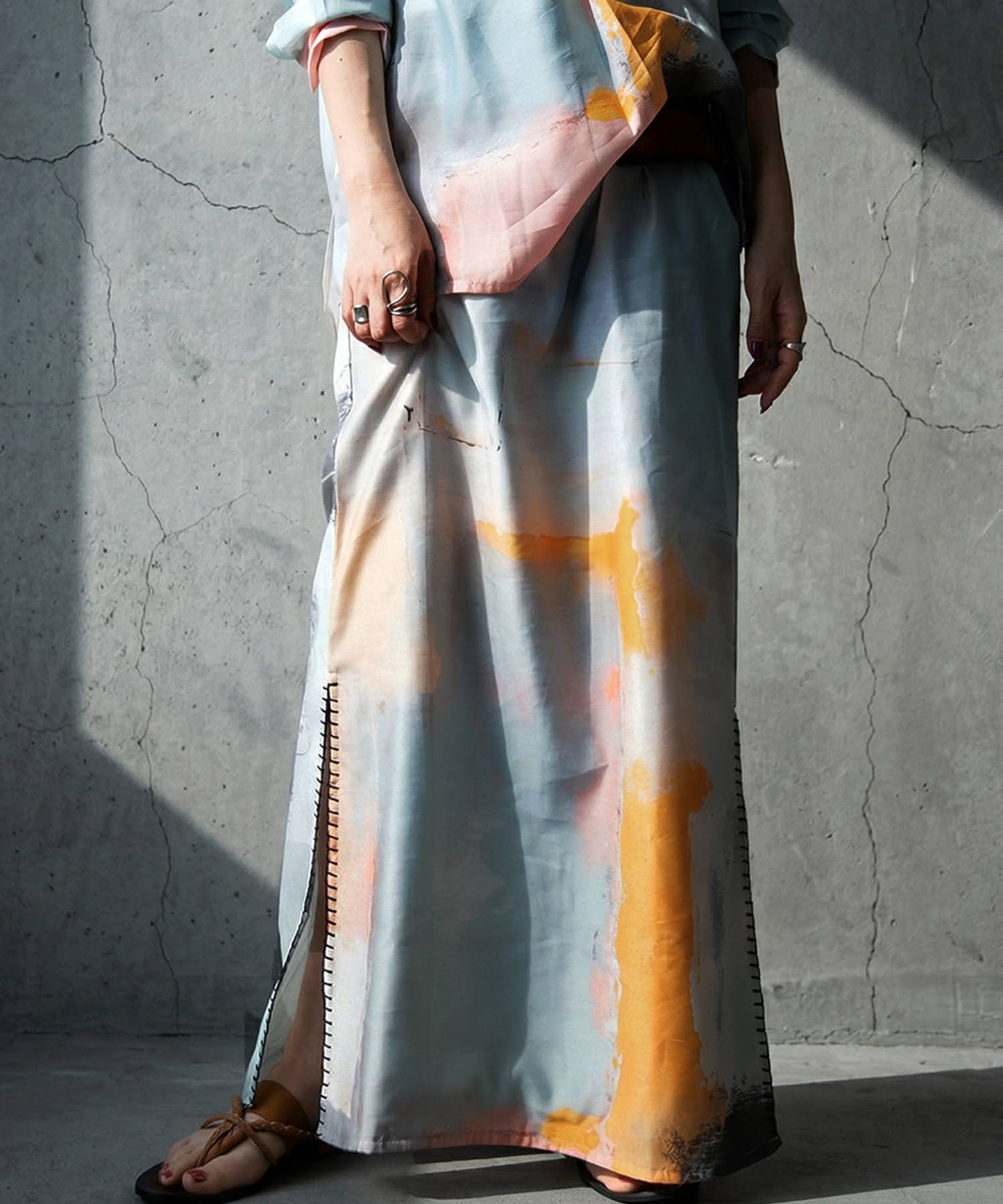 Side-Stitched Long Skirt Ladies