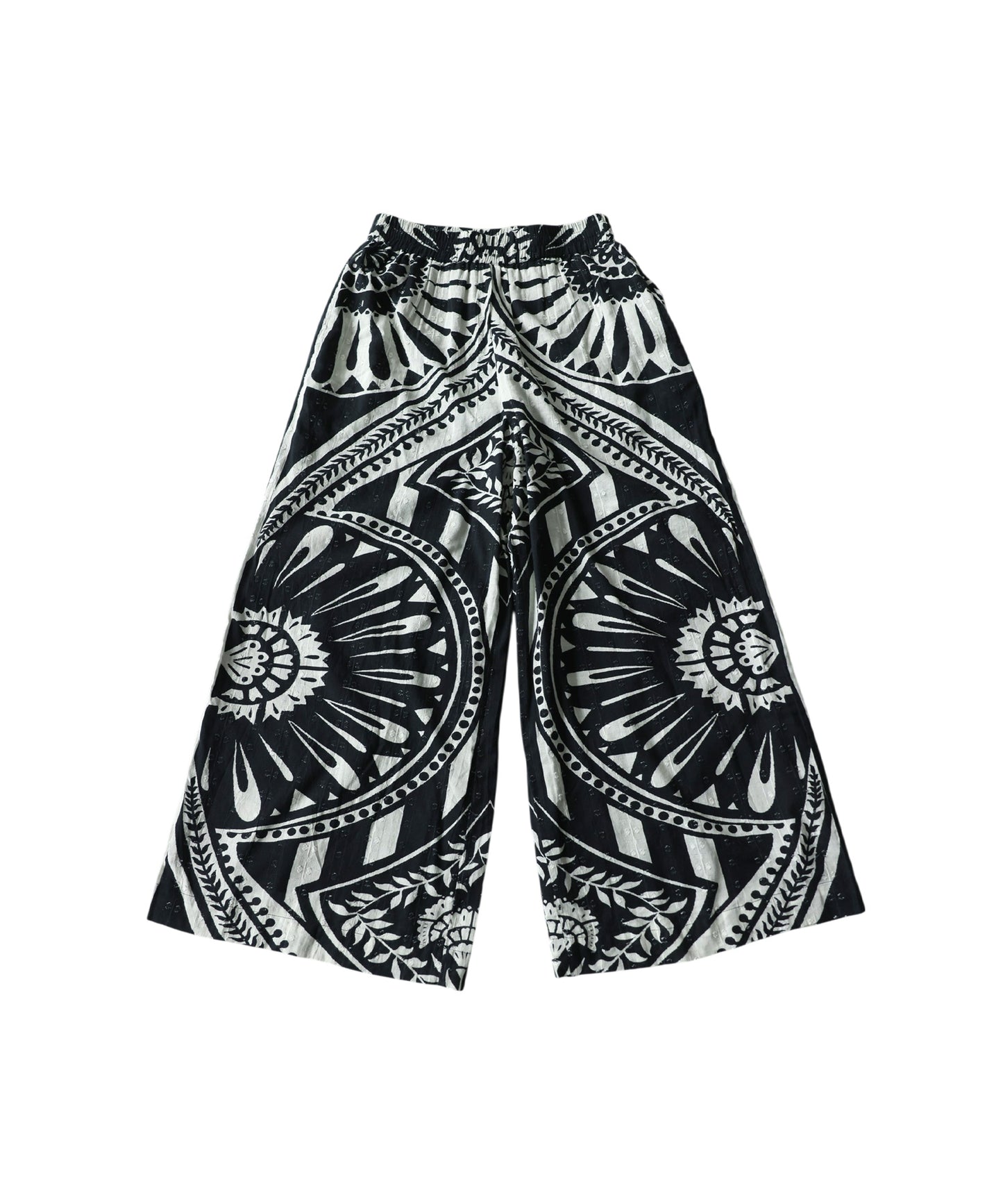 NUUUII 100% Cotton Ethnic Pattern Geometric Dobby Weave Wide Pants Ladies