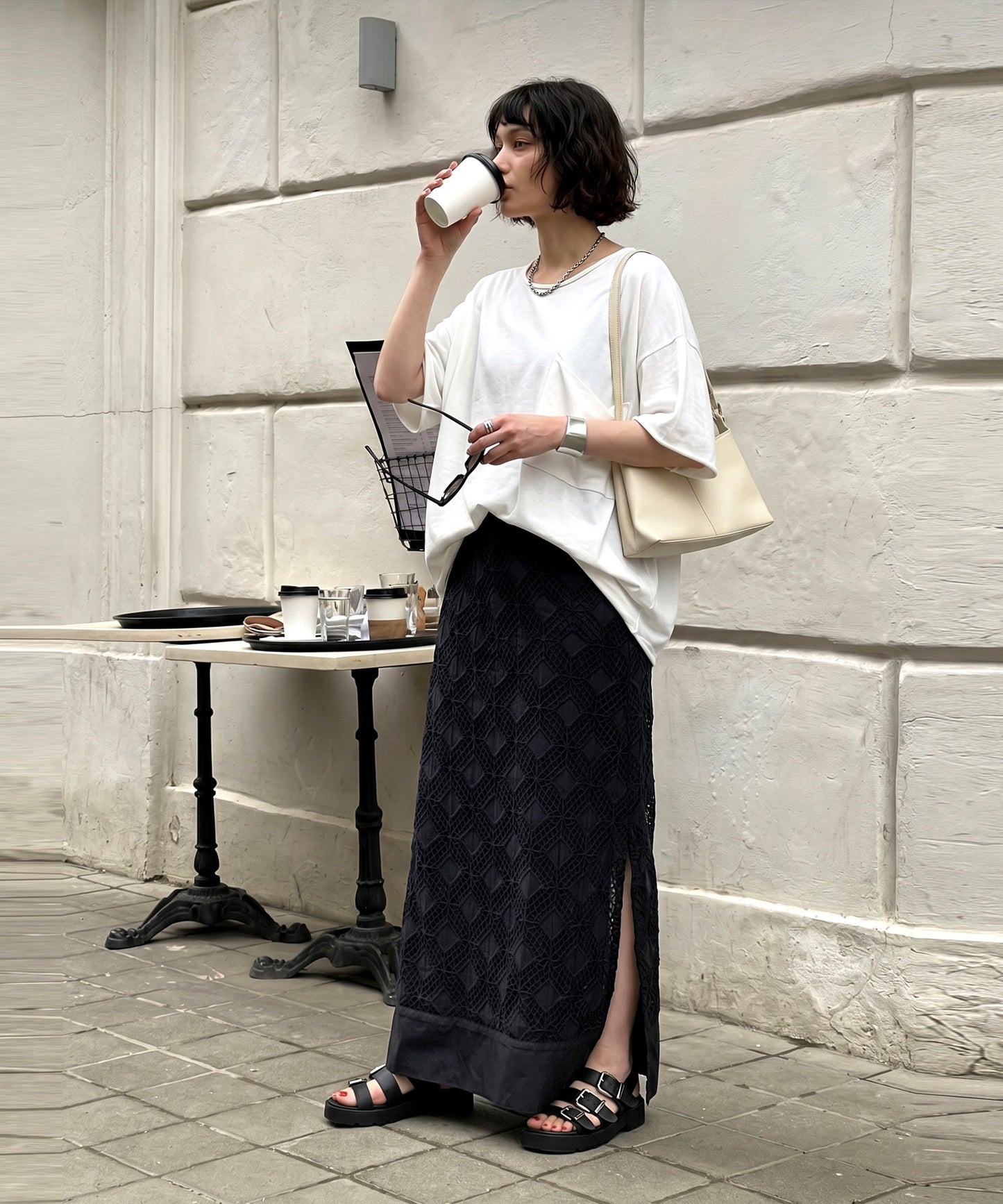 NUUUII 100% Cotton Lace Long Skirt Ladies