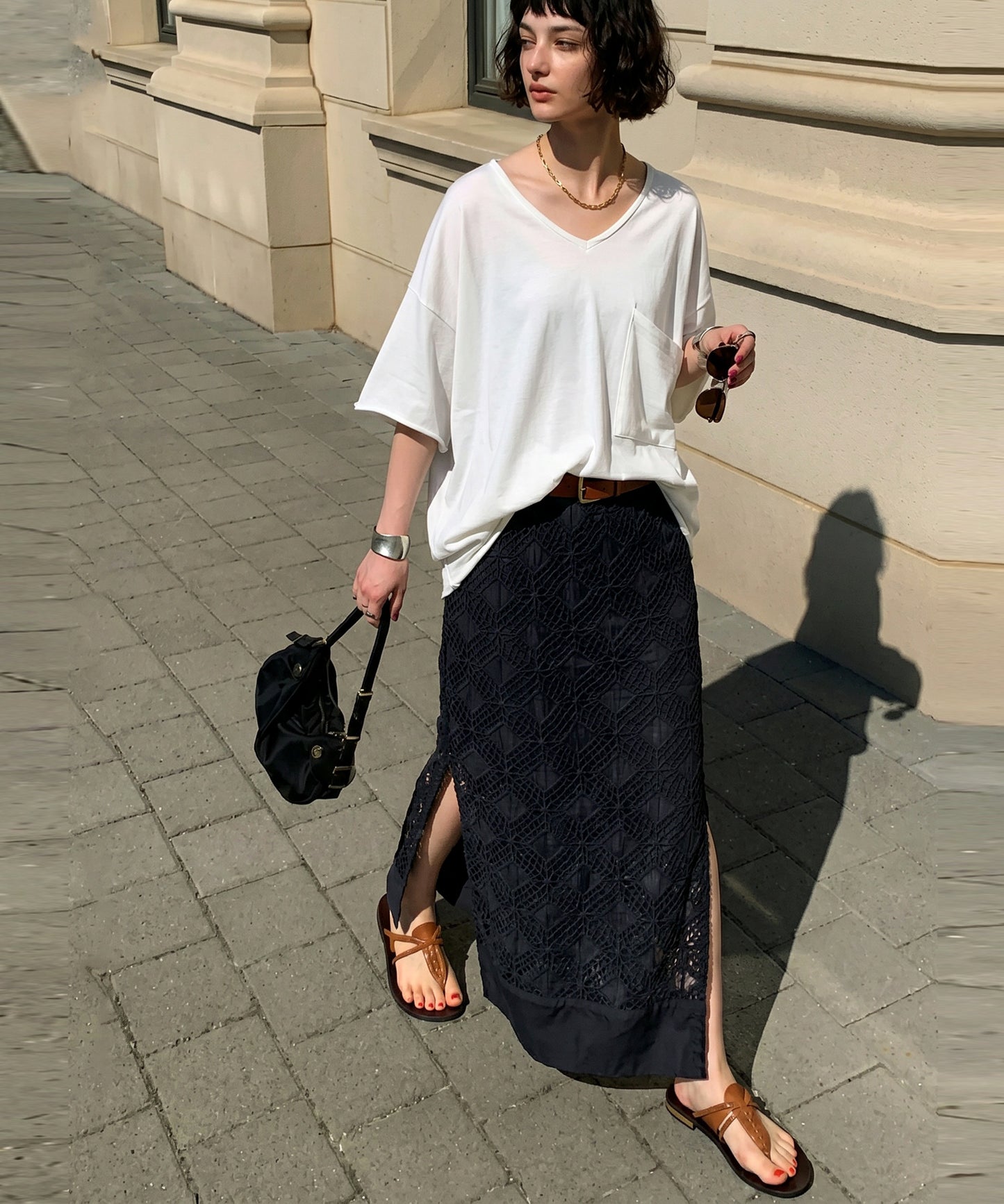 NUUUII 100% Cotton Lace Long Skirt Ladies