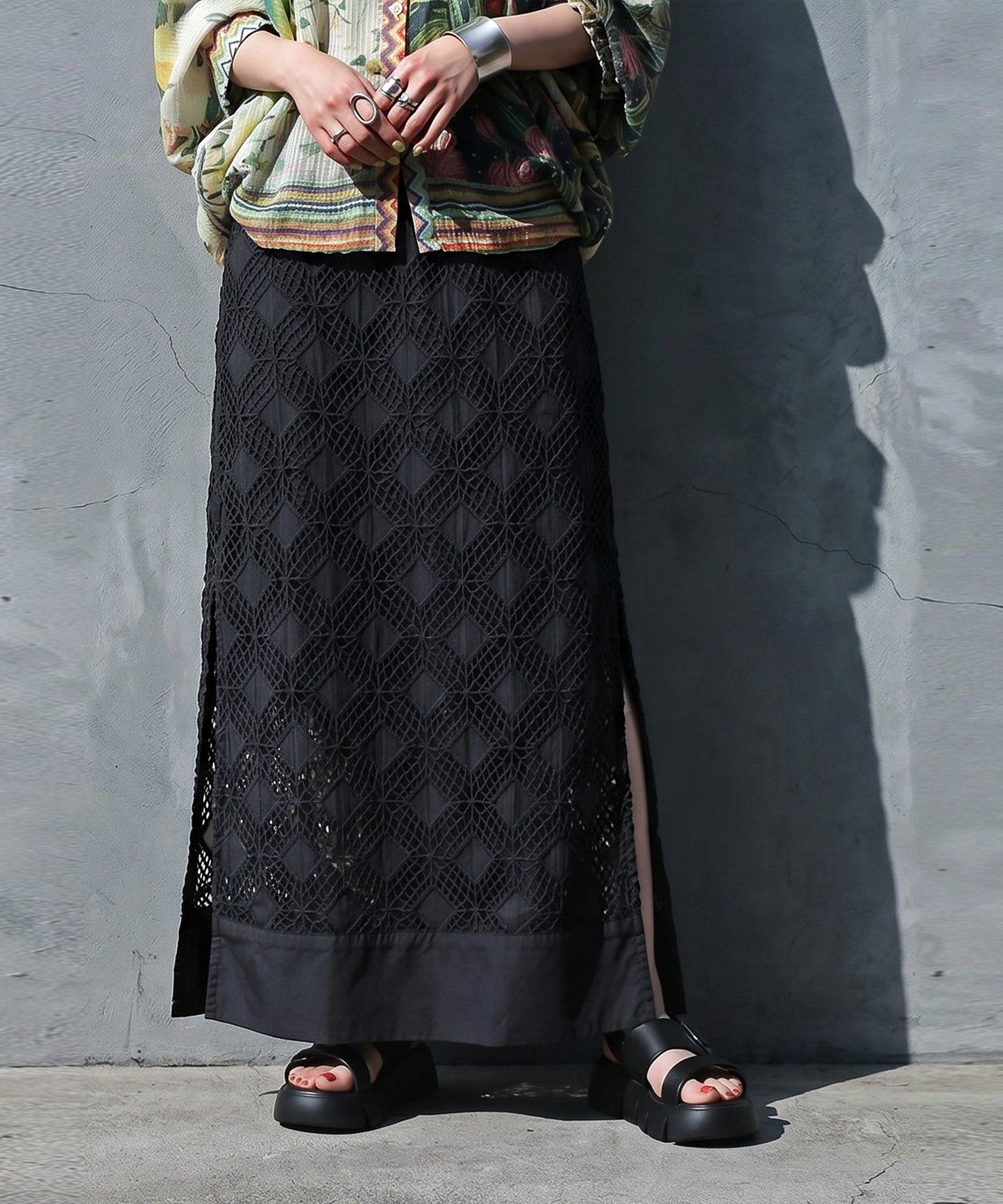 NUUUII 100% Cotton Lace Long Skirt Ladies