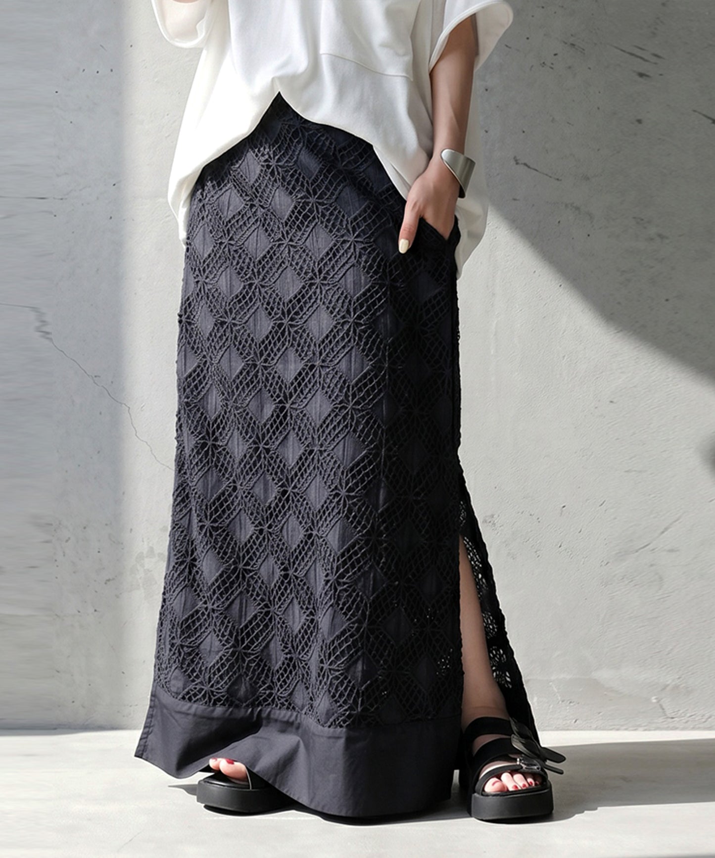 NUUUII 100% Cotton Lace Long Skirt Ladies