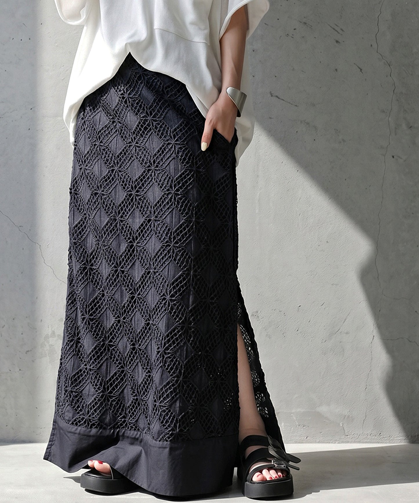 NUUUII 100% Cotton Lace Long Skirt Ladies