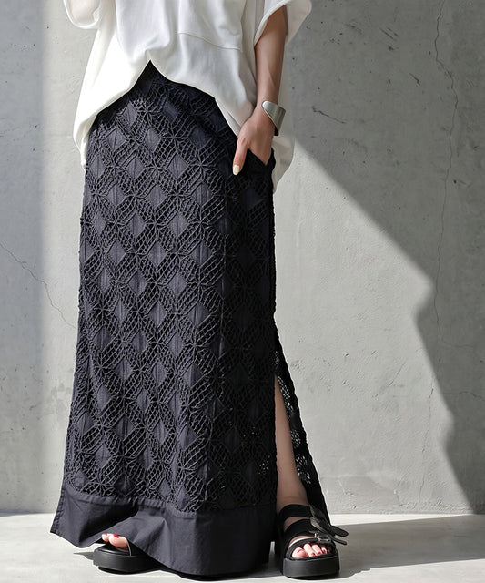 NUUUII 100% Cotton Lace Long Skirt Ladies