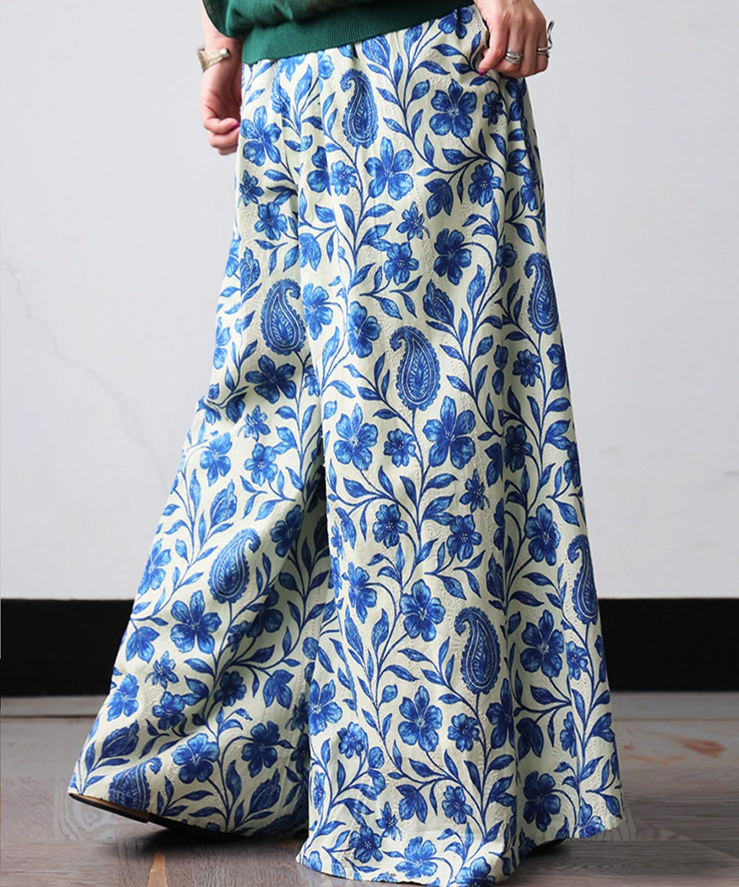 Floral Print Wide-Leg Long Pants Ladies