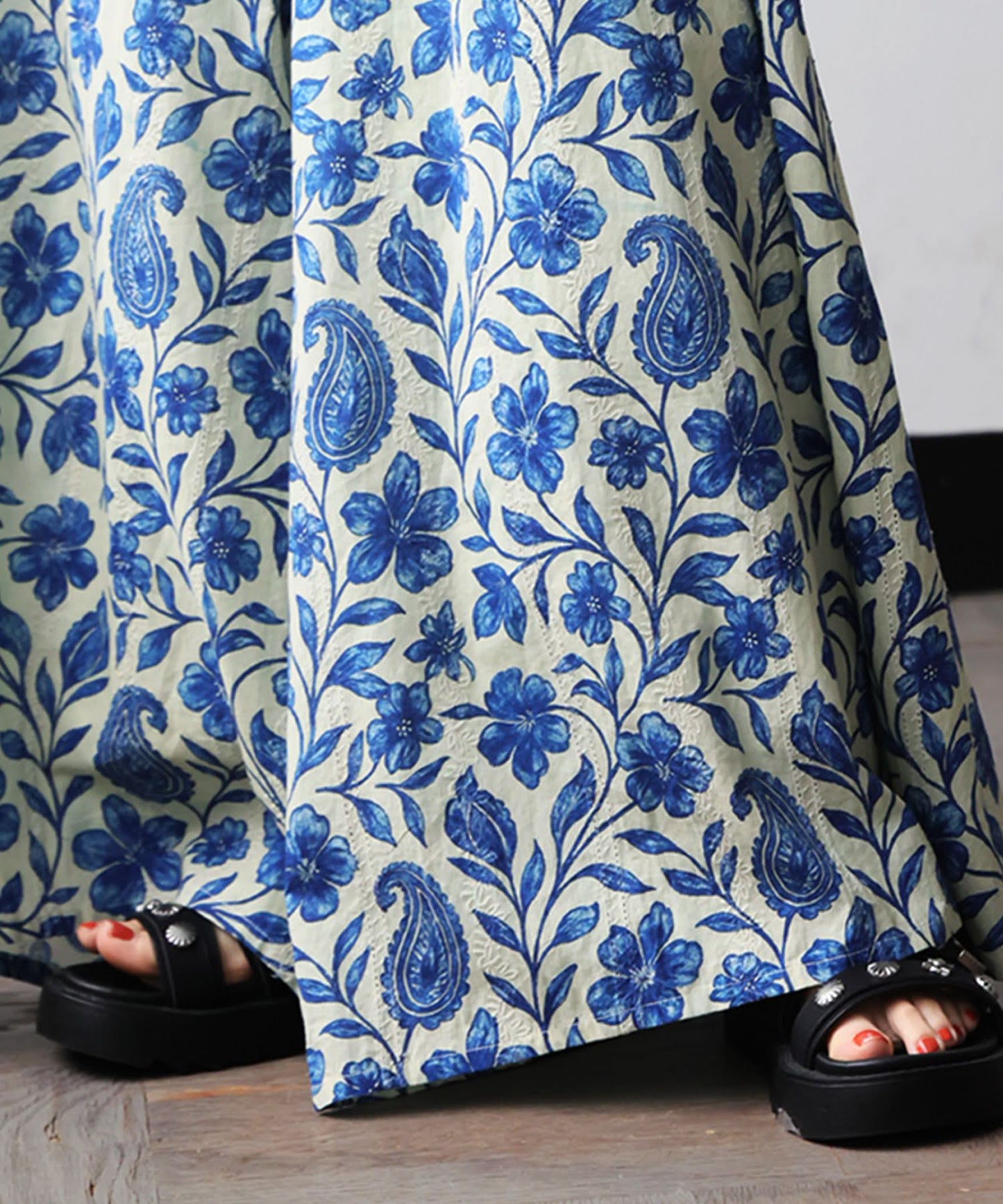 Floral Print Wide-Leg Long Pants Ladies