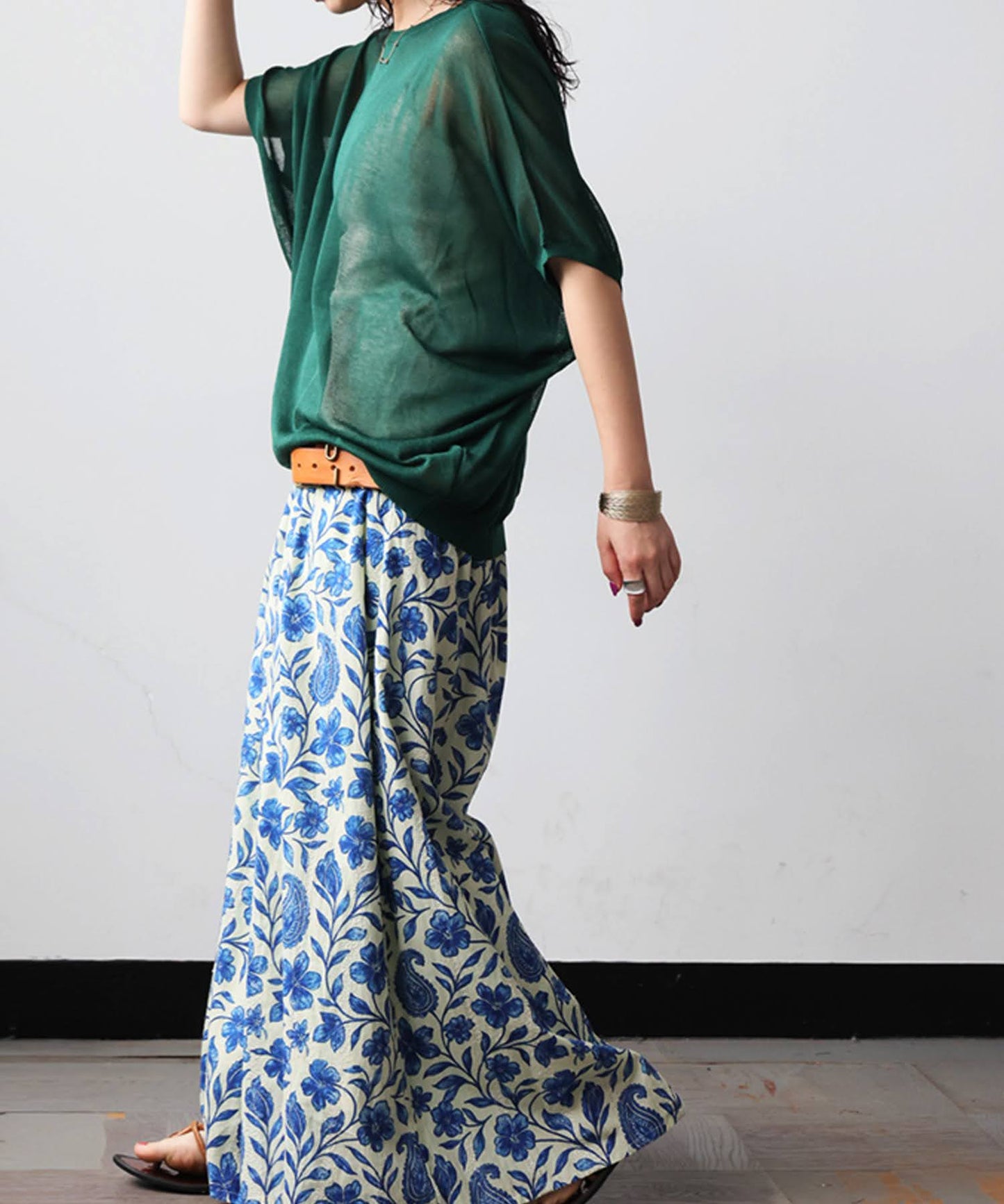 Floral Print Wide-Leg Long Pants Ladies