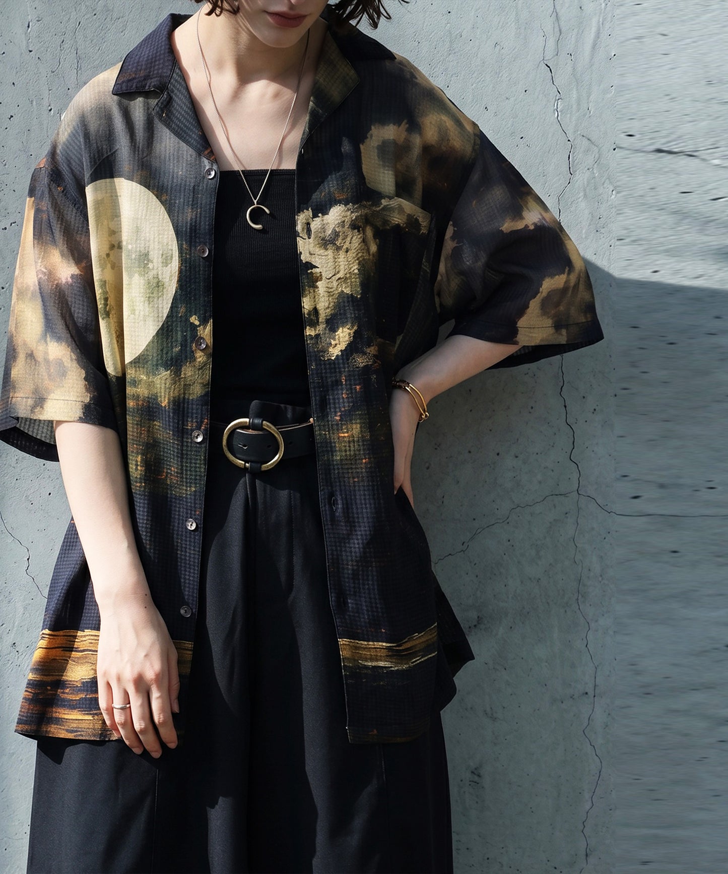 NUUIII Moon Print Art Pattern Shirt Ladies