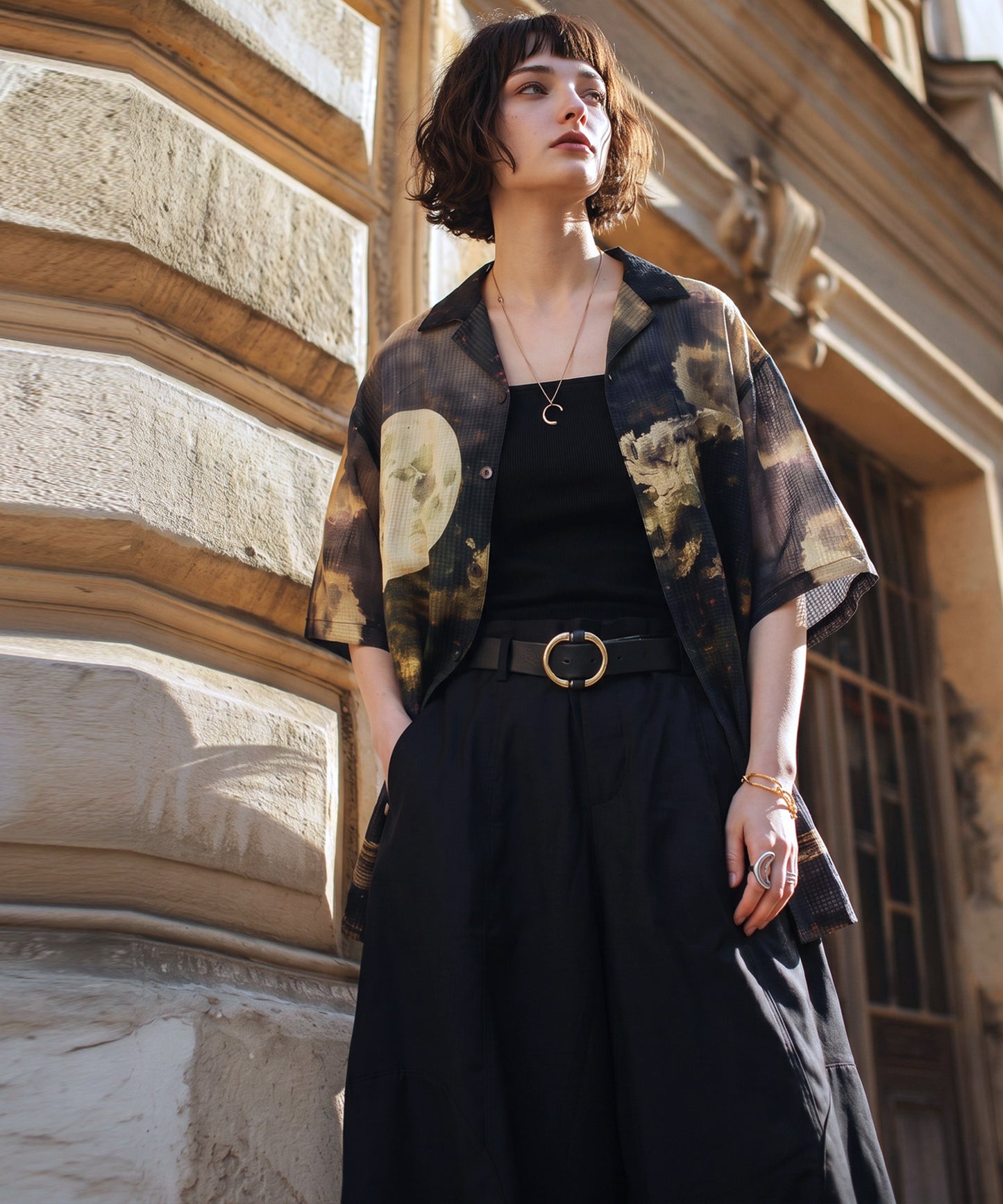 NUUIII Moon Print Art Pattern Shirt Ladies