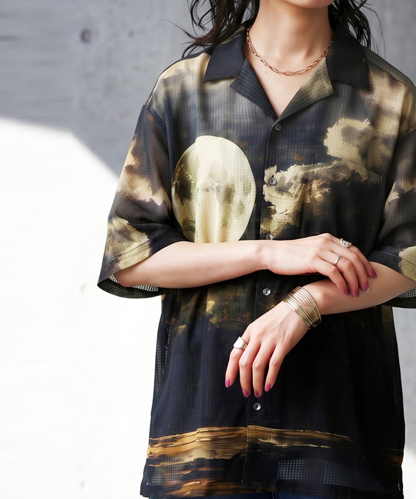 NUUIII Moon Print Art Pattern Shirt Ladies
