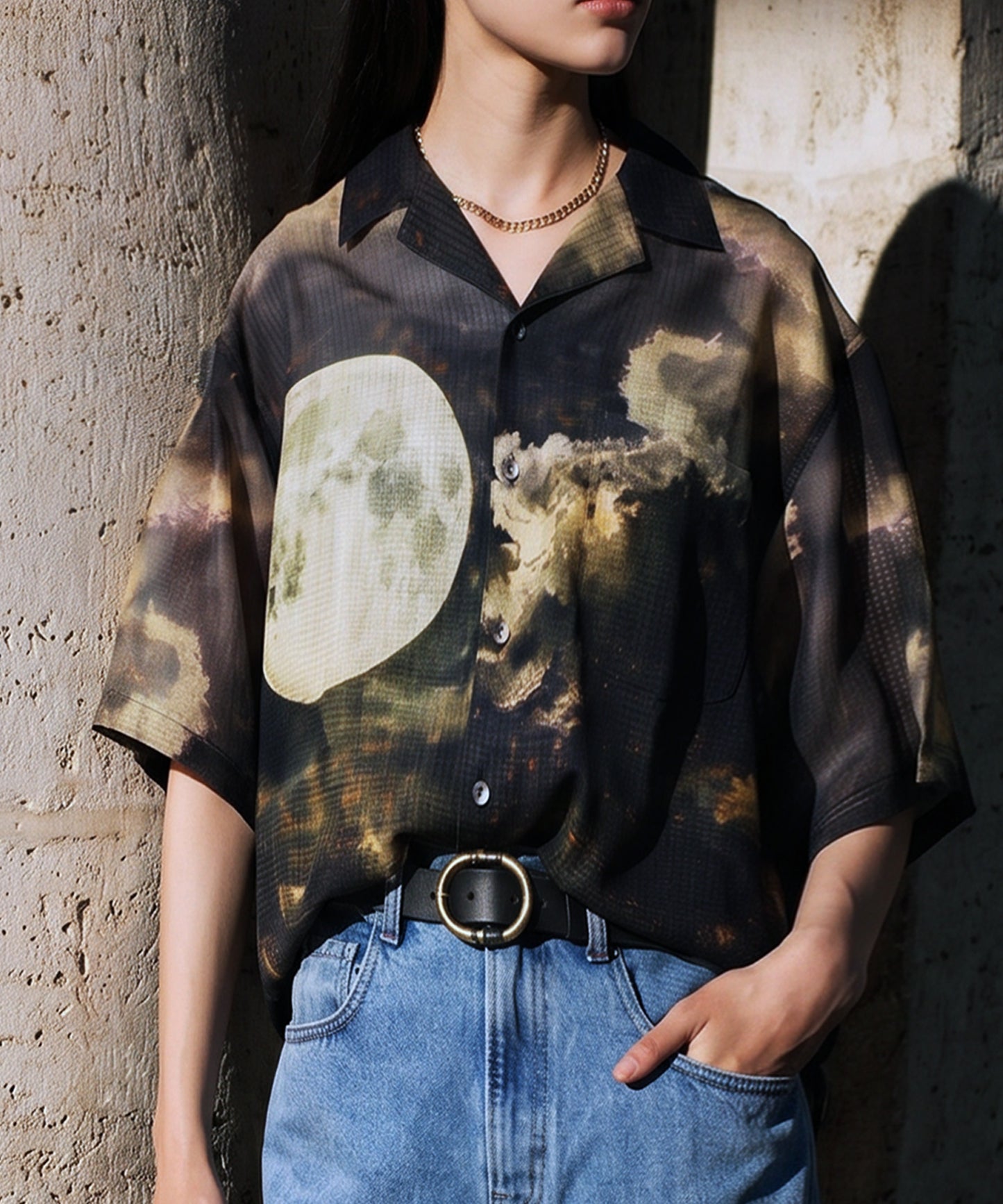 NUUIII Moon Print Art Pattern Shirt Ladies