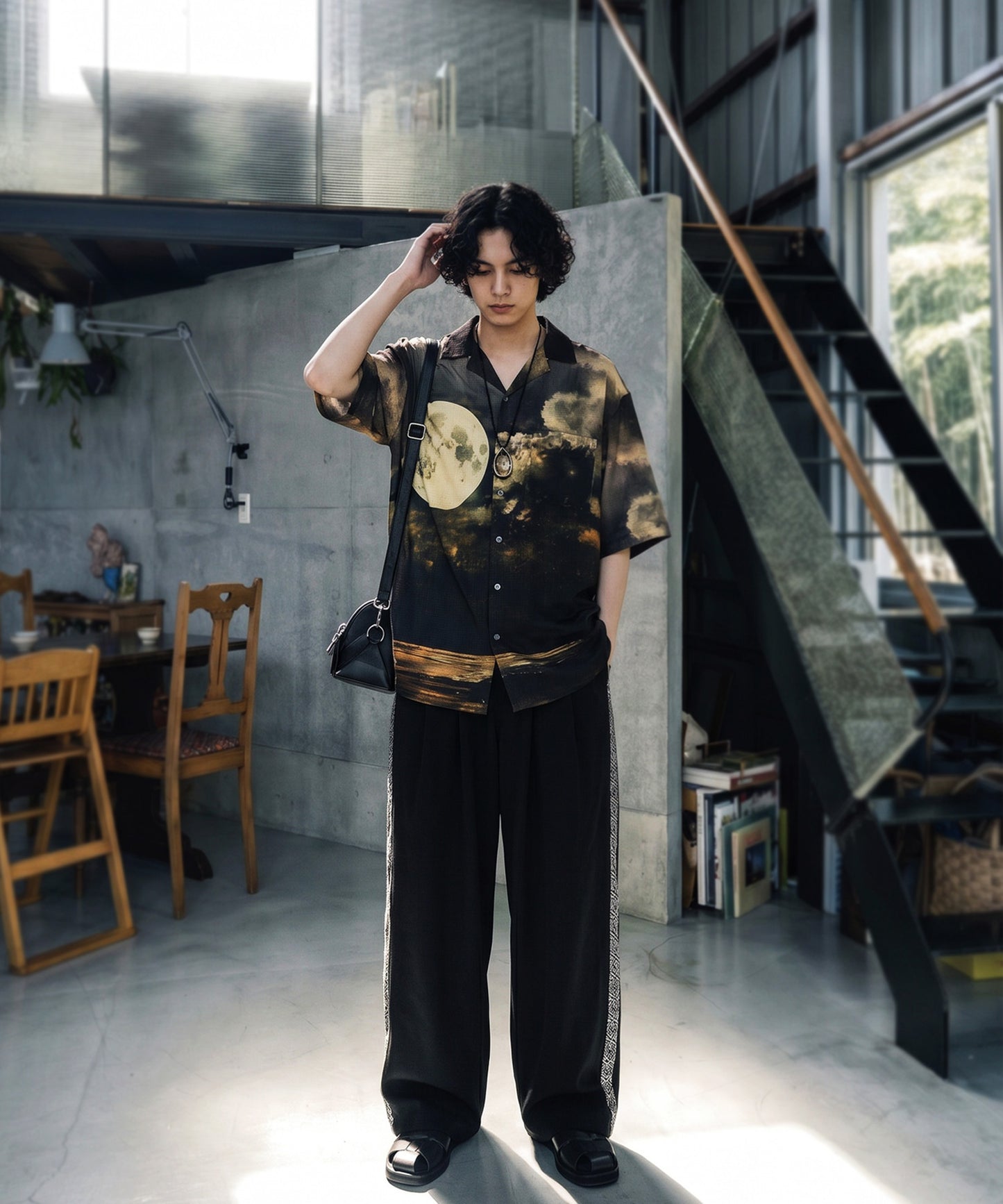 NUUIII Moon Print Art Pattern Shirt Men's