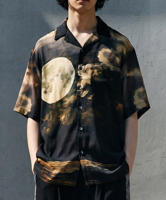 NUUUII Moon Print Art Pattern Shirt Men's