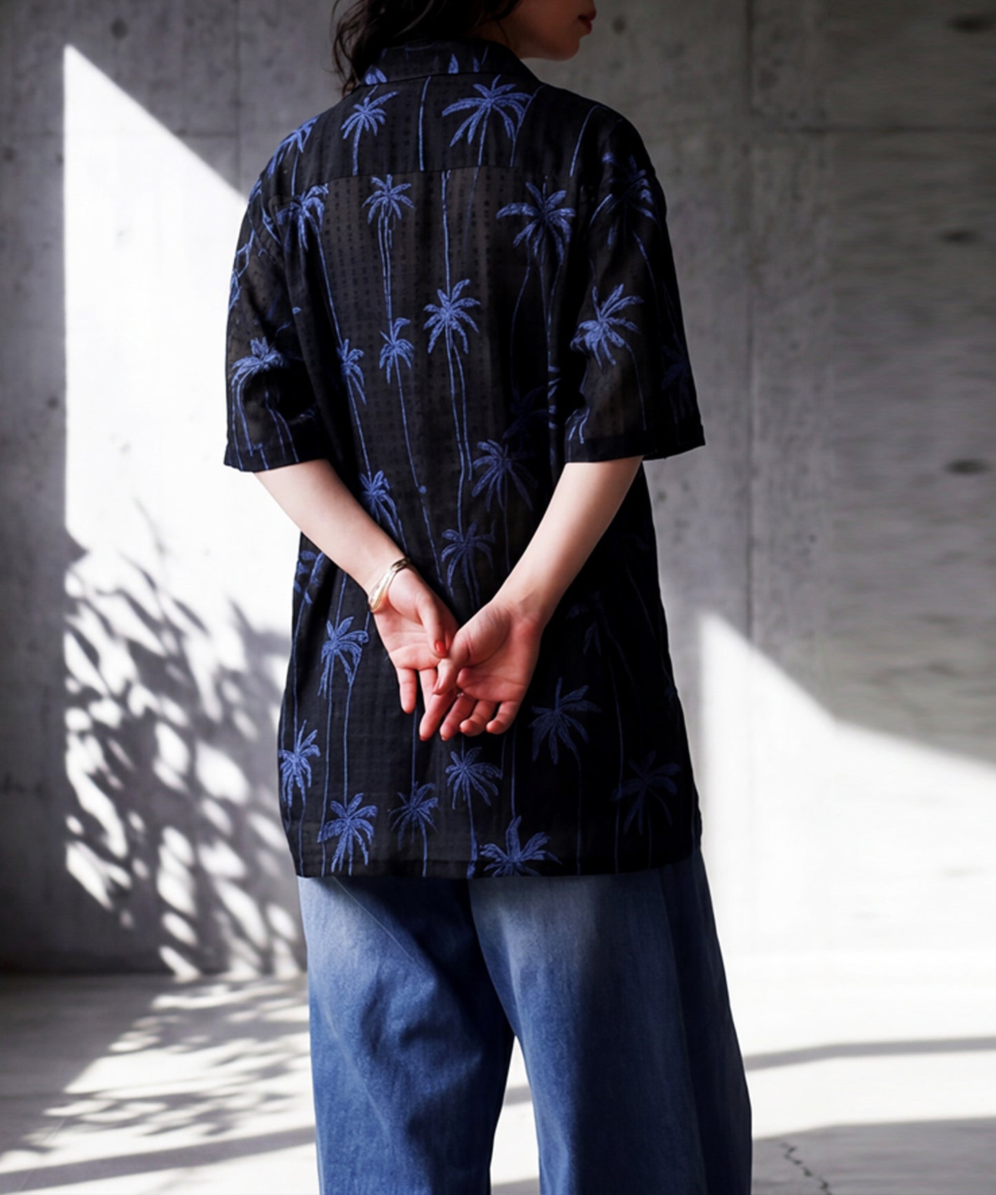 NUUUII 100% Cotton Dobby Weave Shirt With Palm Tree Embroidery Ladies