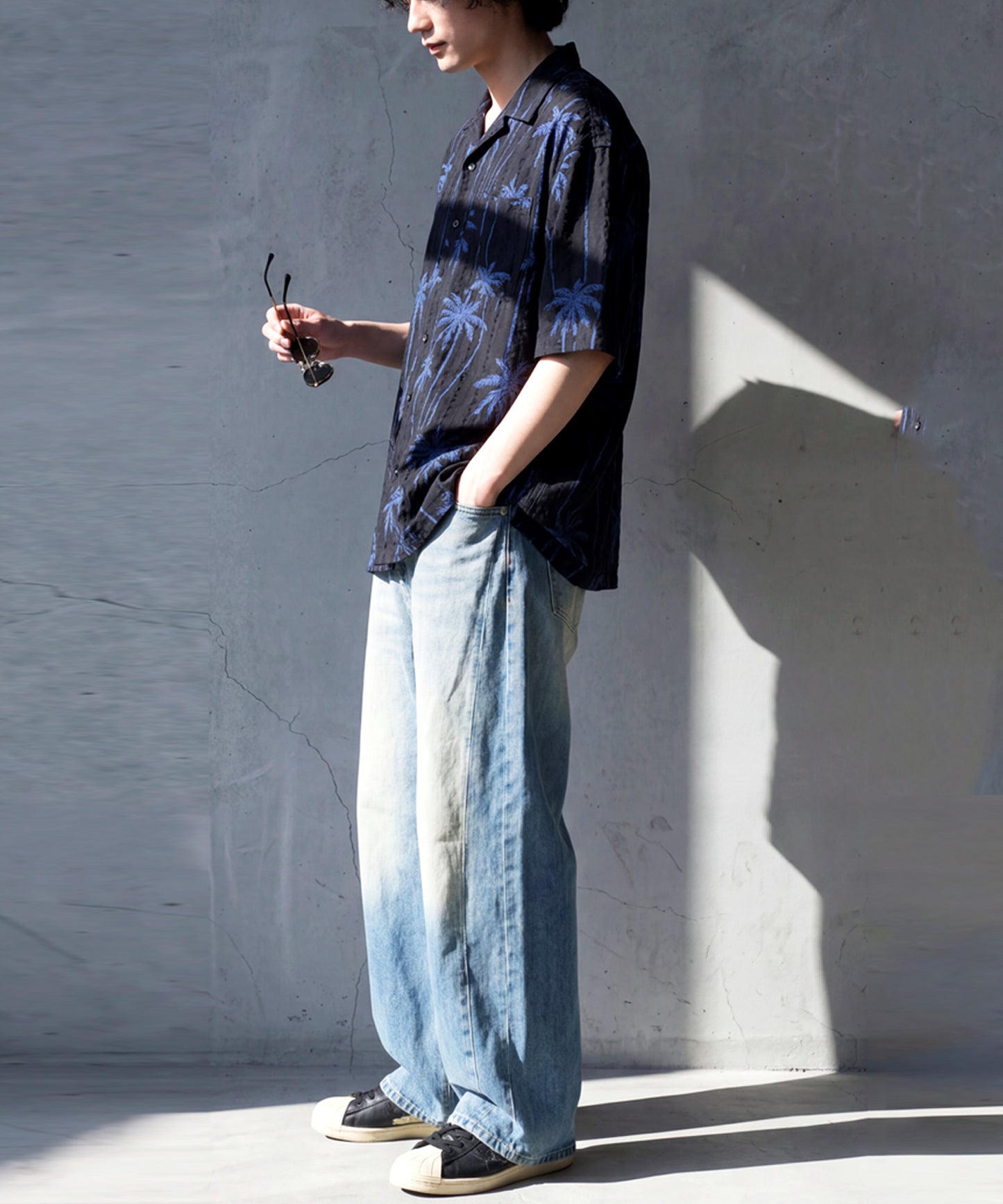 NUUUII 100% Cotton Dobby Weave Shirt With Palm Tree Embroidery Men’s
