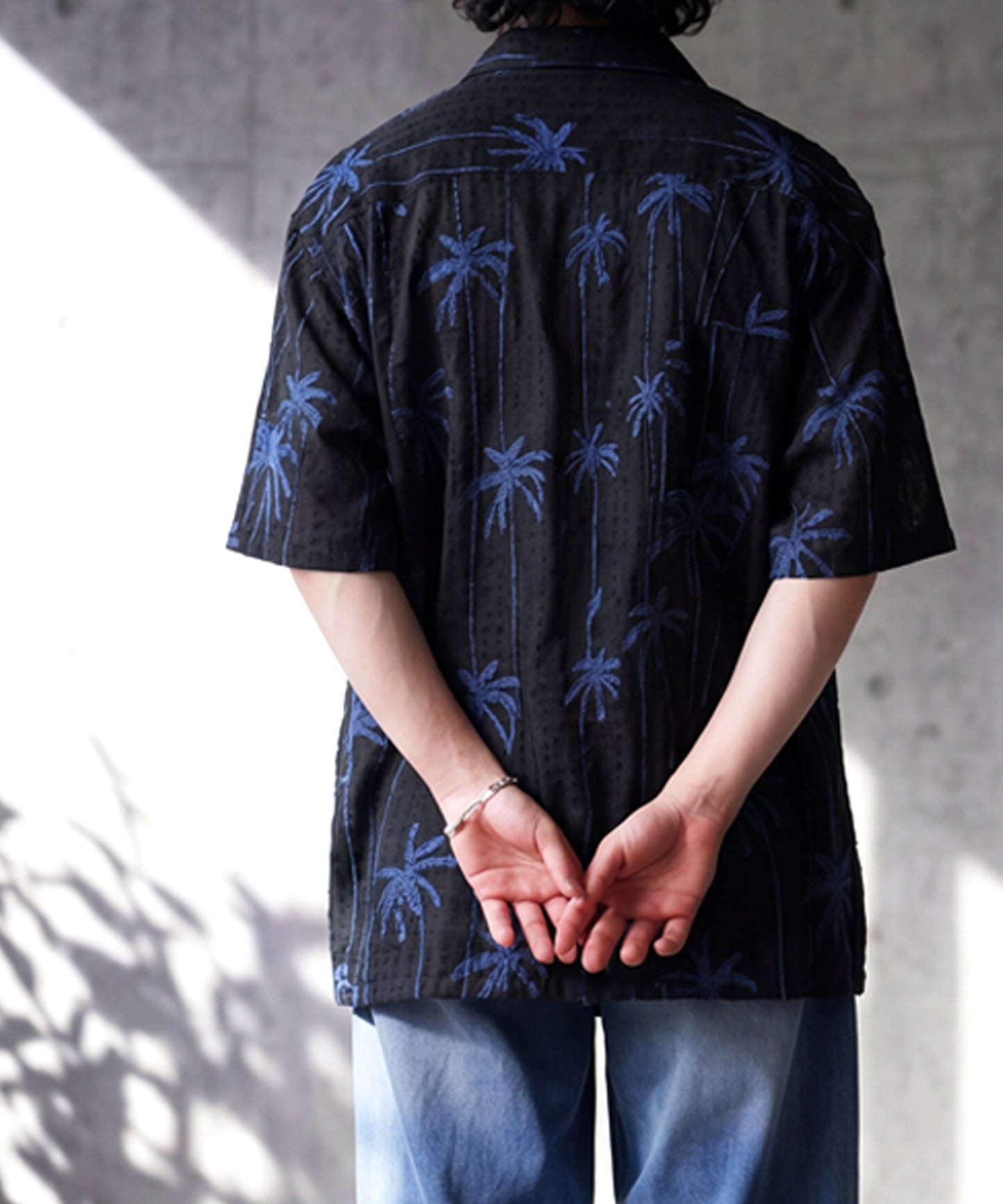 NUUUII 100% Cotton Dobby Weave Shirt With Palm Tree Embroidery Men’s