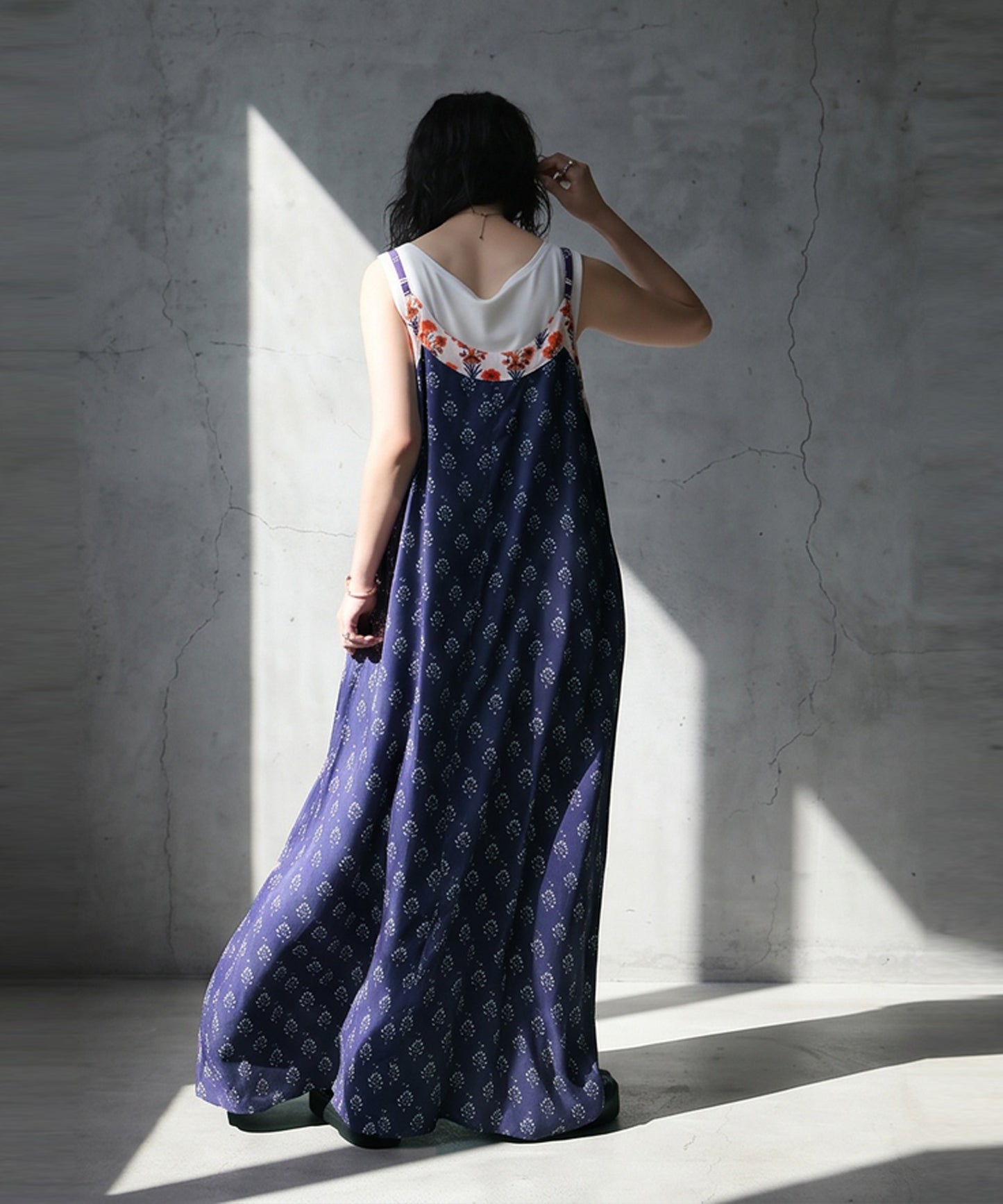 NUUUII A-Line Sleeveless Retro Print Camisole Dress With Adjustable Drawstring Ladies