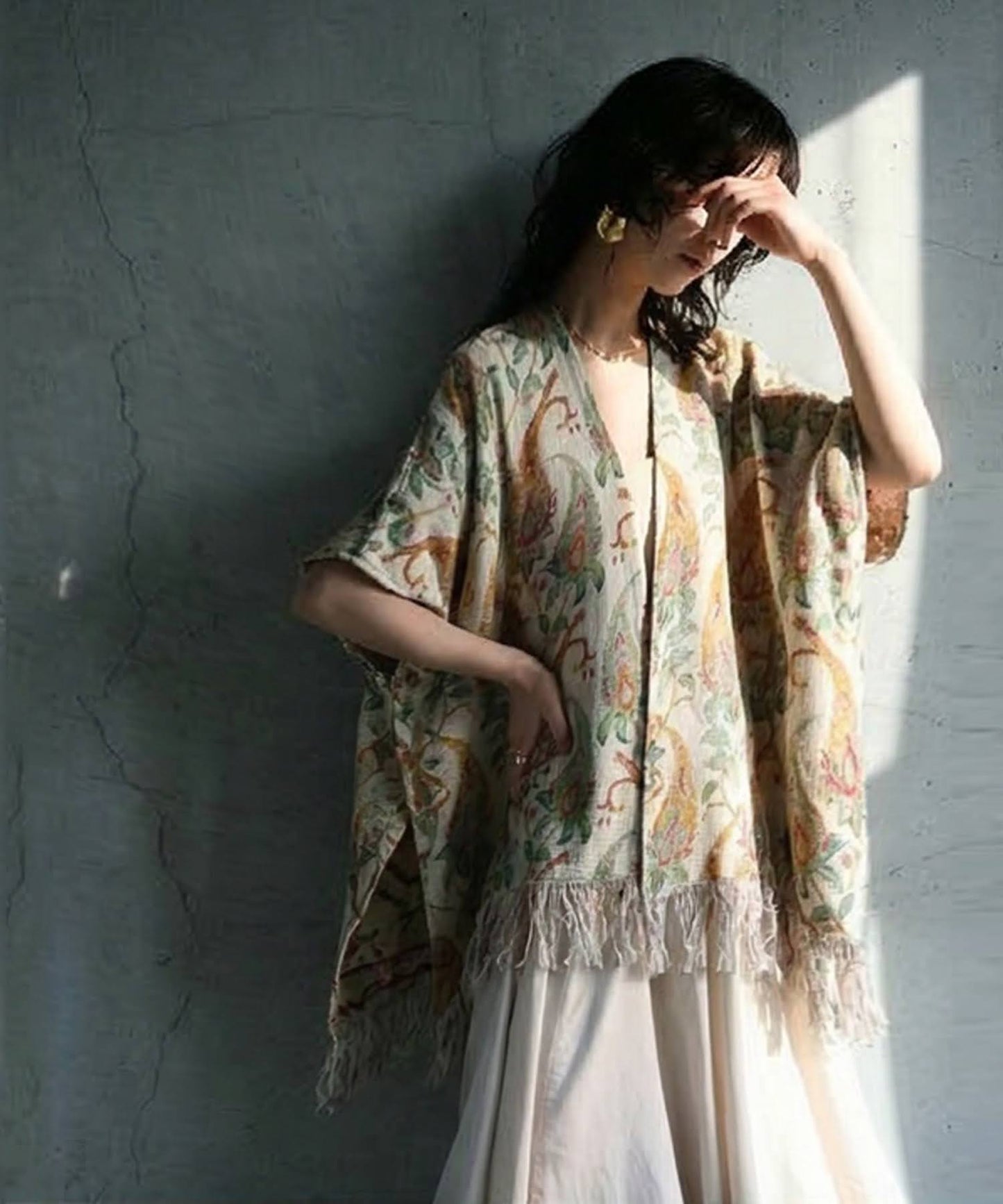 Fringe Floral Poncho Ladies