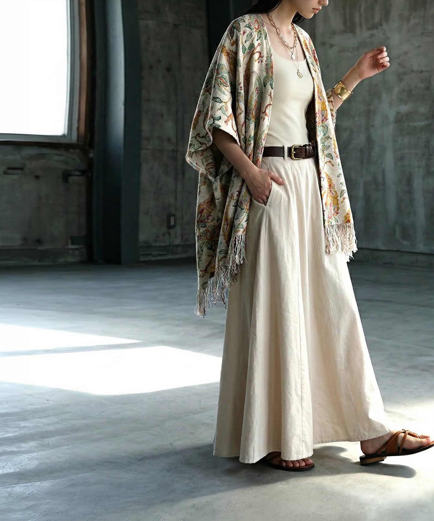 Fringe Floral Poncho Ladies