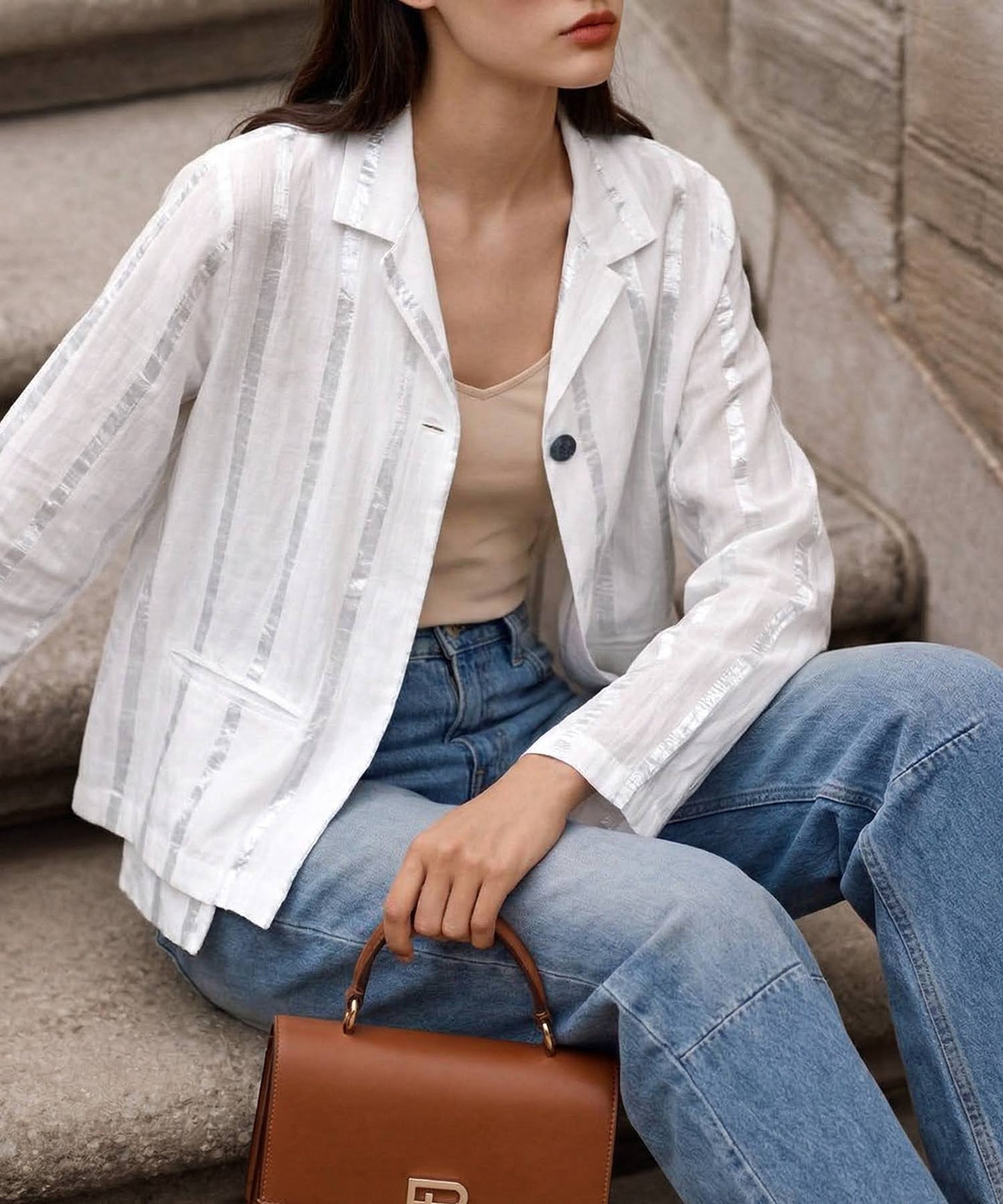 Striped Tailored Jacket Ladies