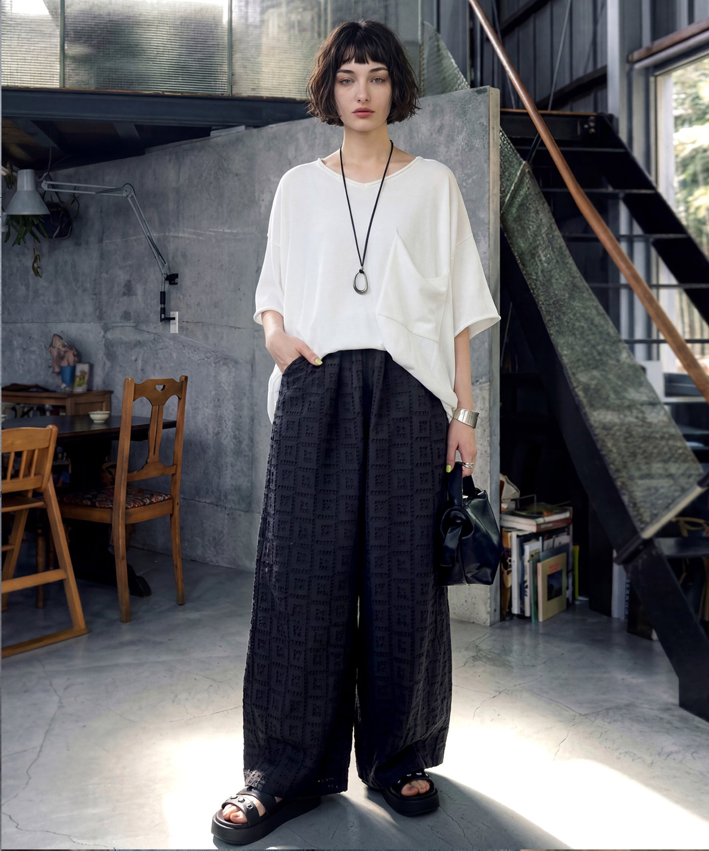 NUUUII 100% Cotton Chiffon Embroidered Wide Pants Ladies