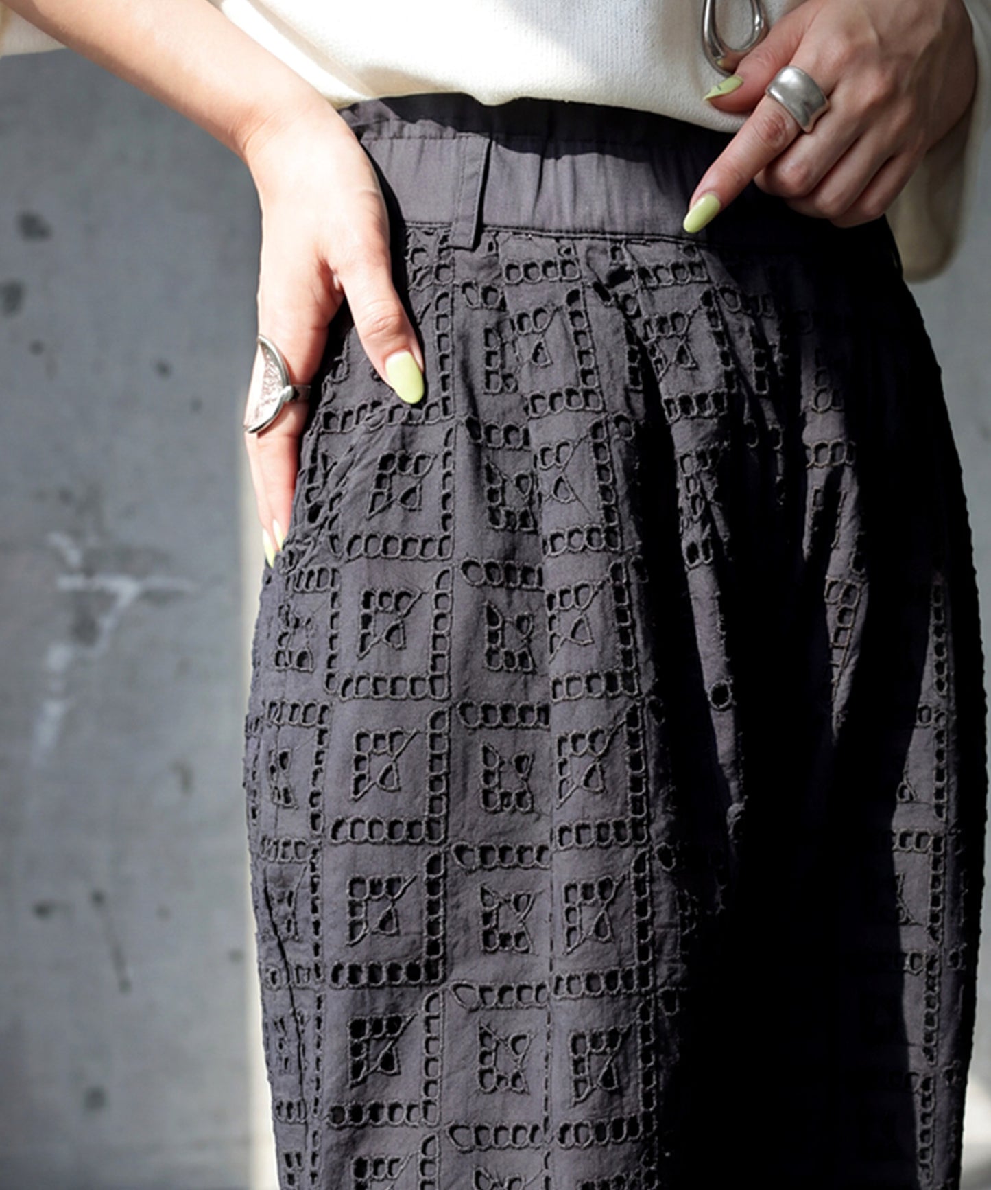 NUUUII 100% Cotton Chiffon Embroidered Wide Pants Ladies