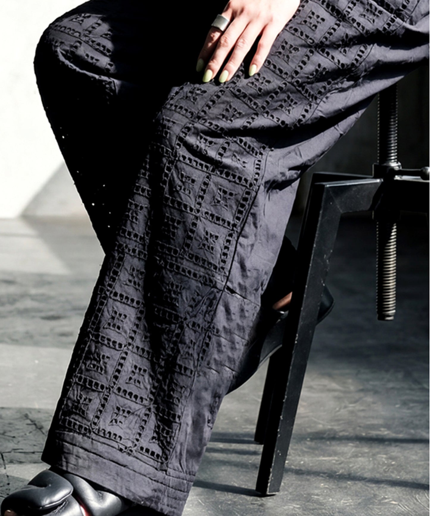 NUUUII 100% Cotton Chiffon Embroidered Wide Pants Ladies