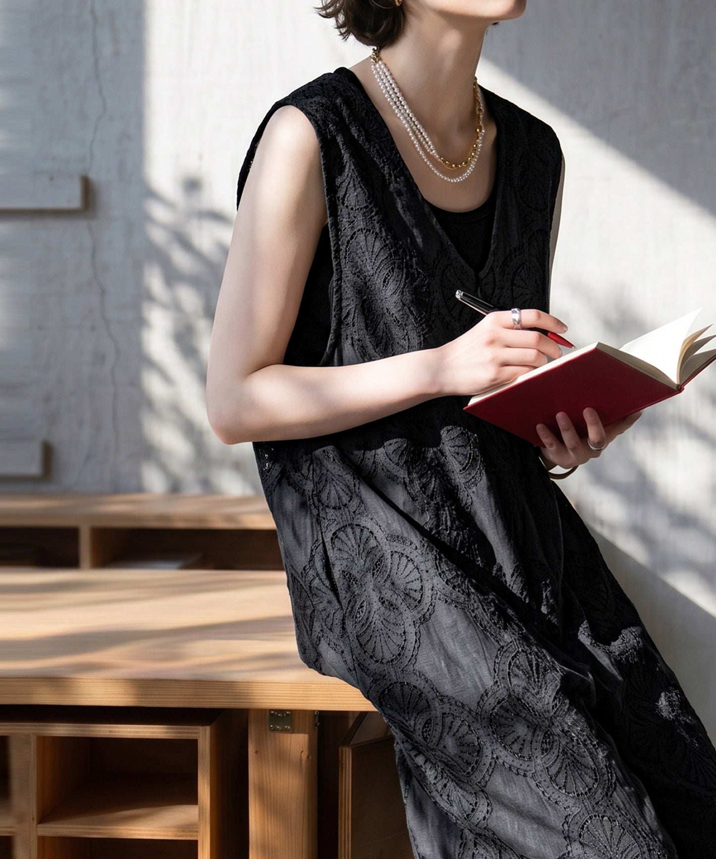 NUUUII V-Neck Lace Wide-Leg All-In-One Ladies