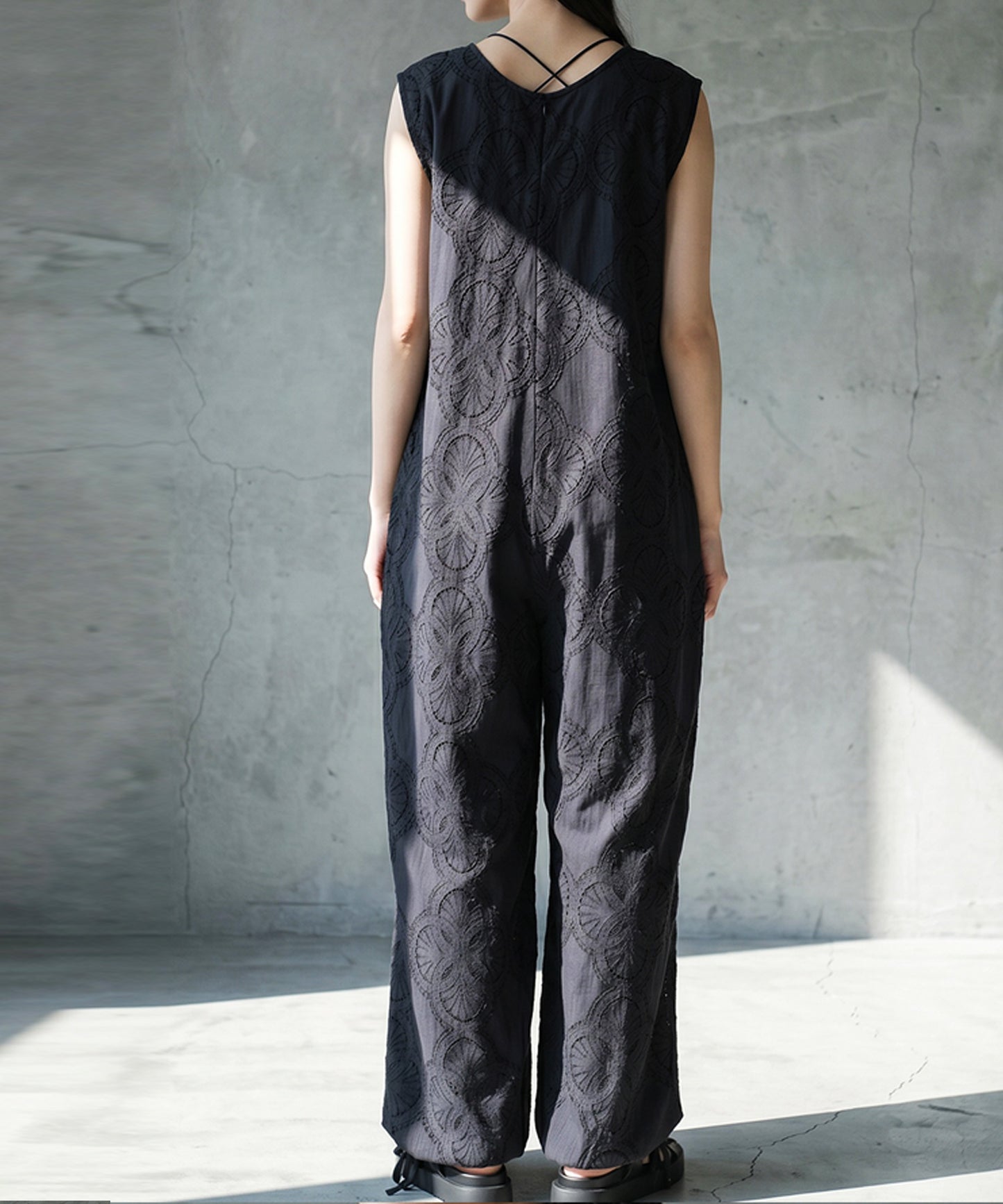 NUUUII V-Neck Lace Wide-Leg All-In-One Ladies