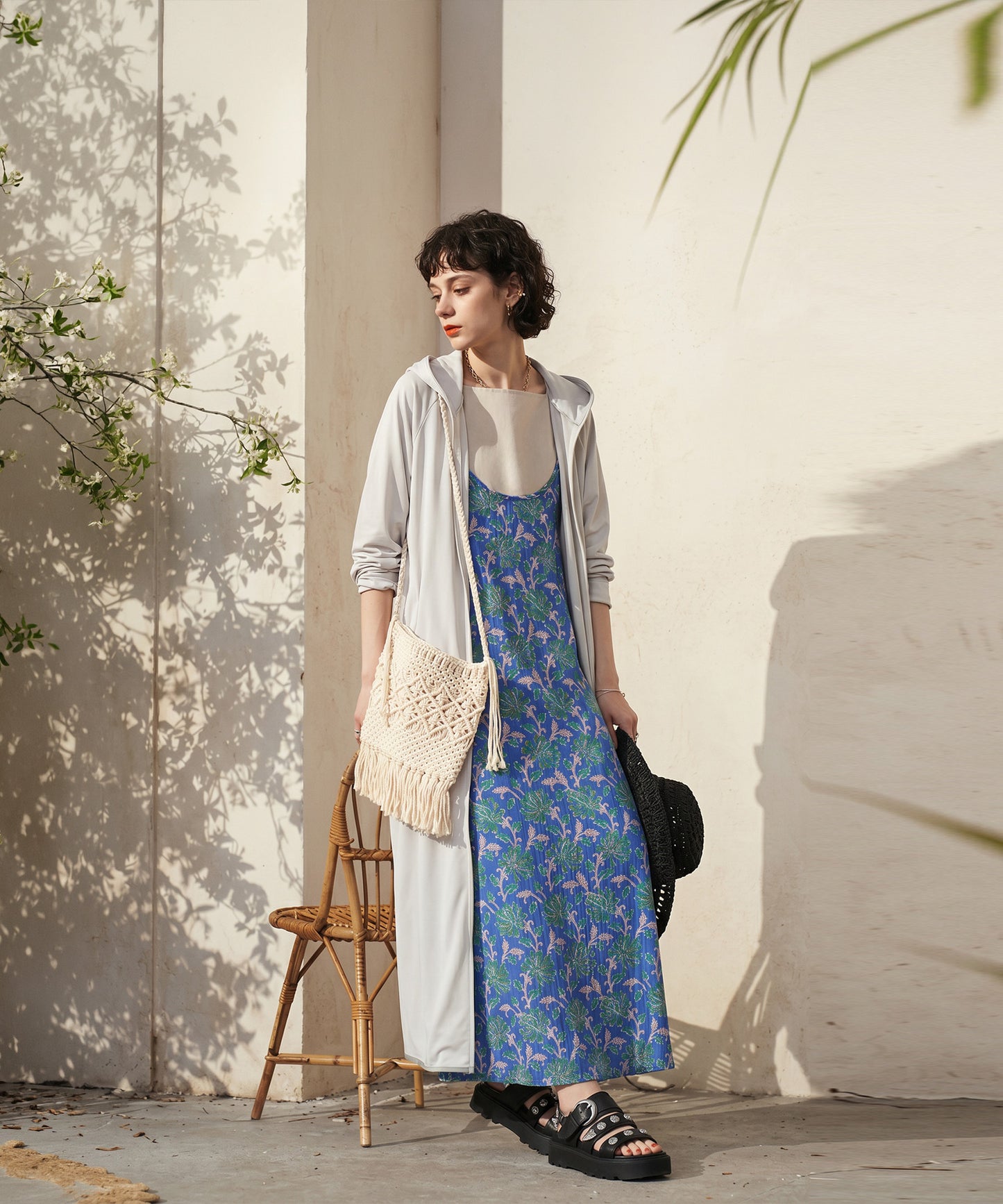 NUUUII Patterned Print 100% Cotton Long Camisole Dress Ladies