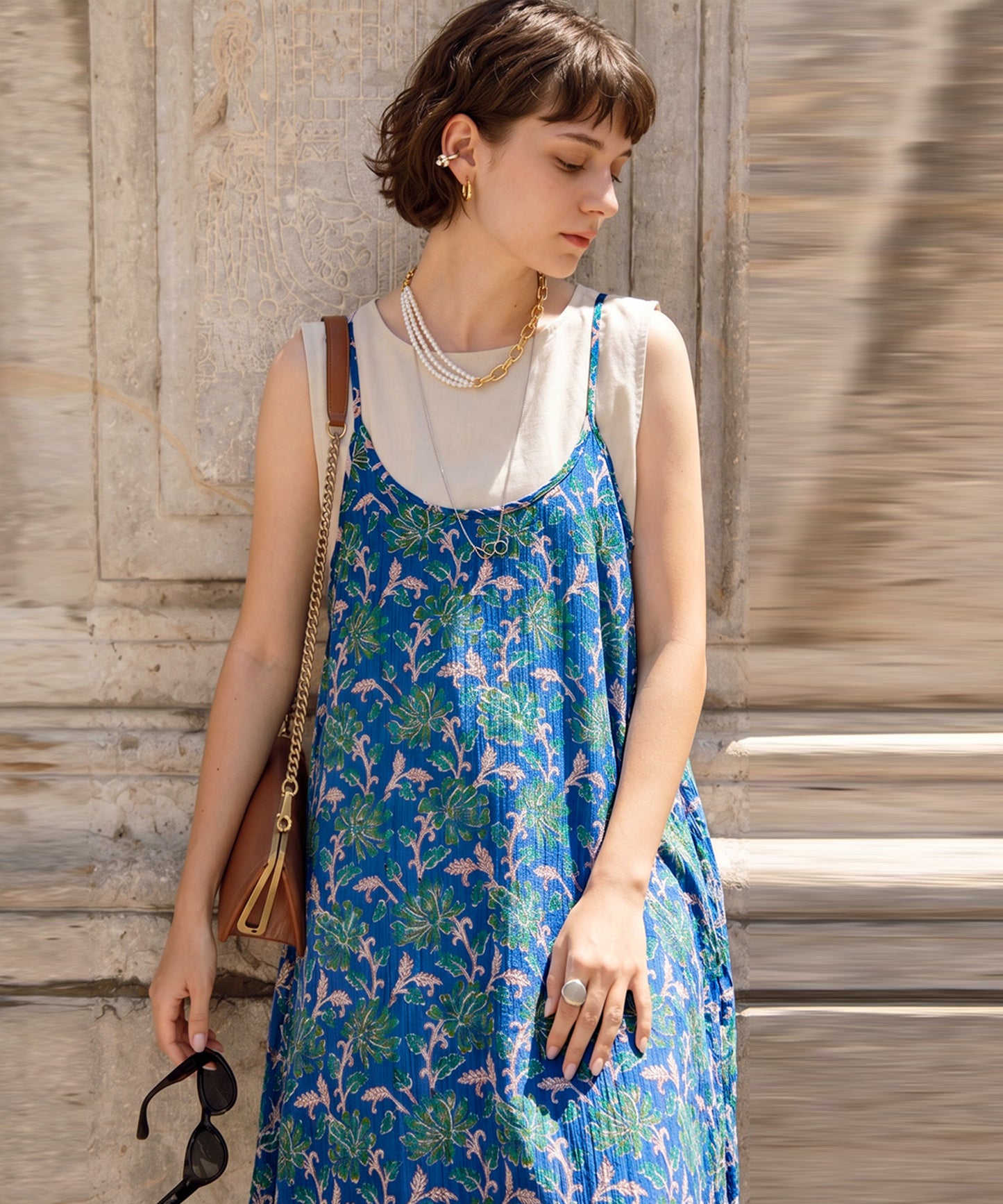 NUUUII Patterned Print 100% Cotton Long Camisole Dress Ladies