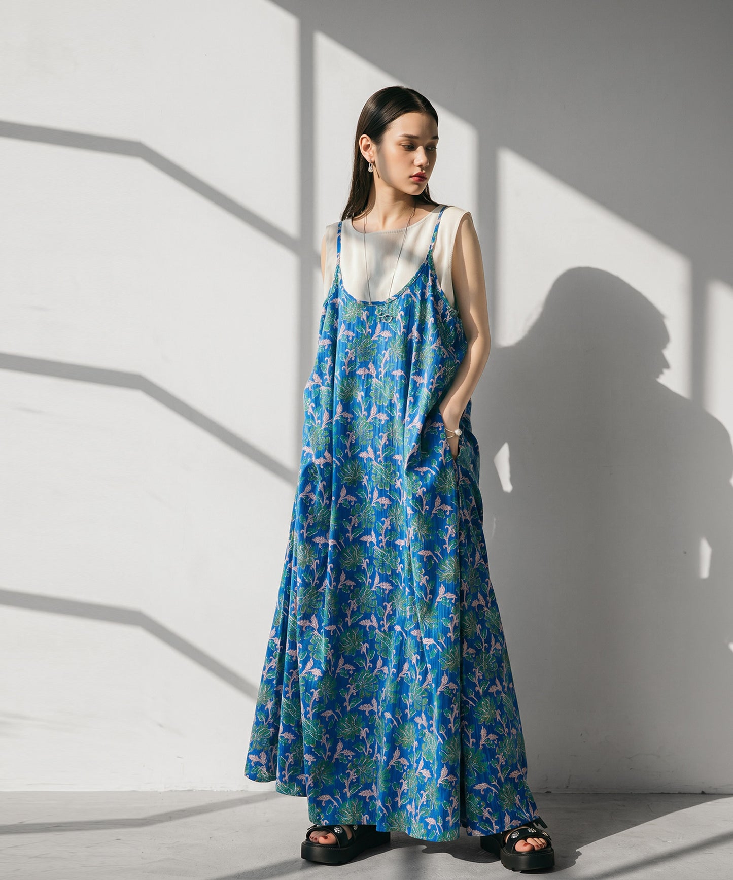 NUUUII Patterned Print 100% Cotton Long Camisole Dress Ladies