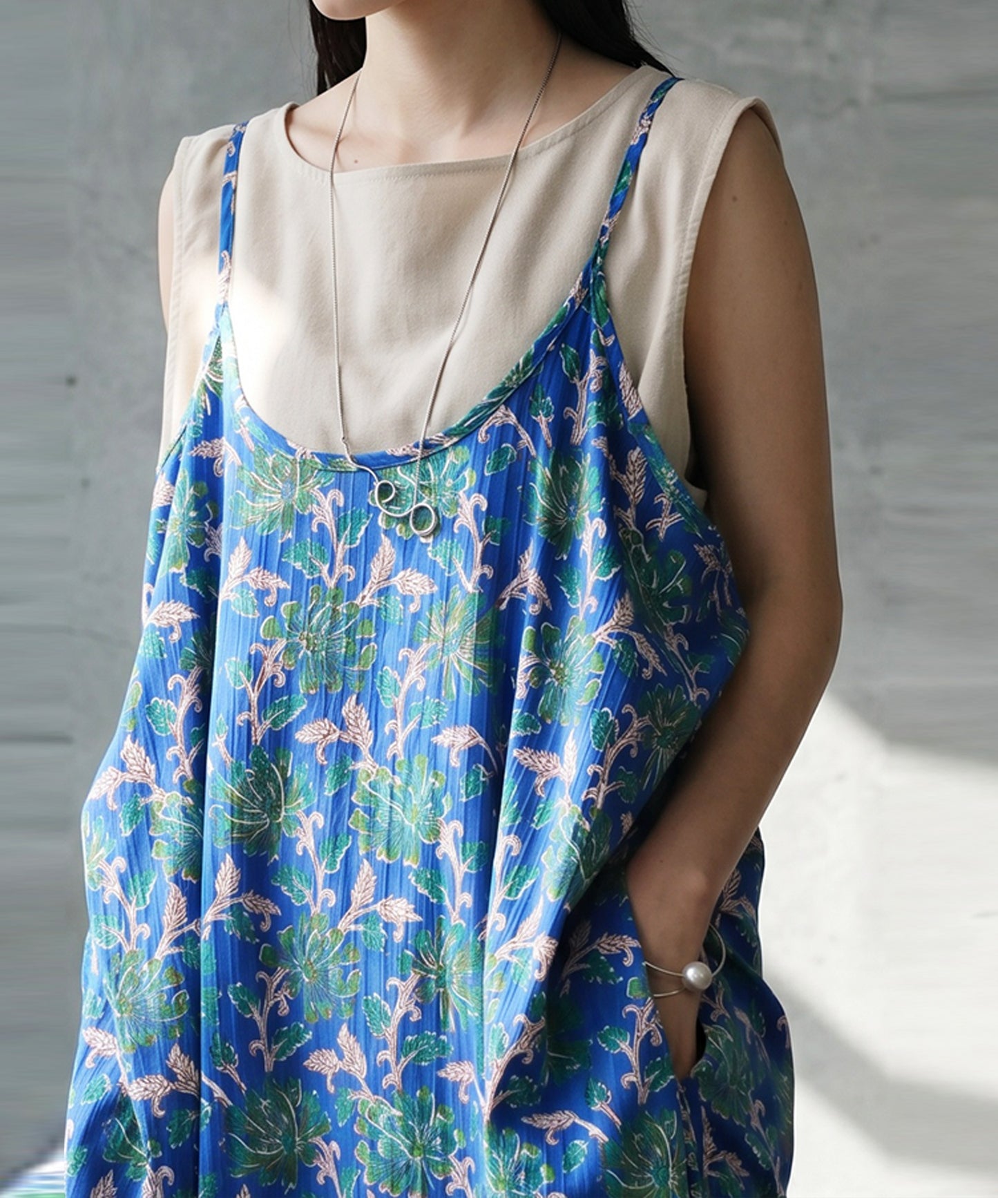 NUUUII Patterned Print 100% Cotton Long Camisole Dress Ladies