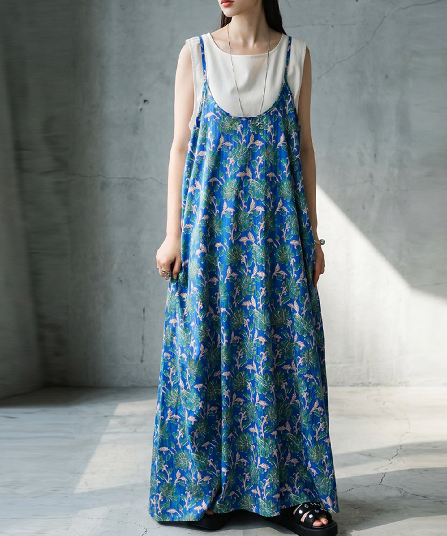 NUUUII Patterned Print 100% Cotton Long Camisole Dress Ladies
