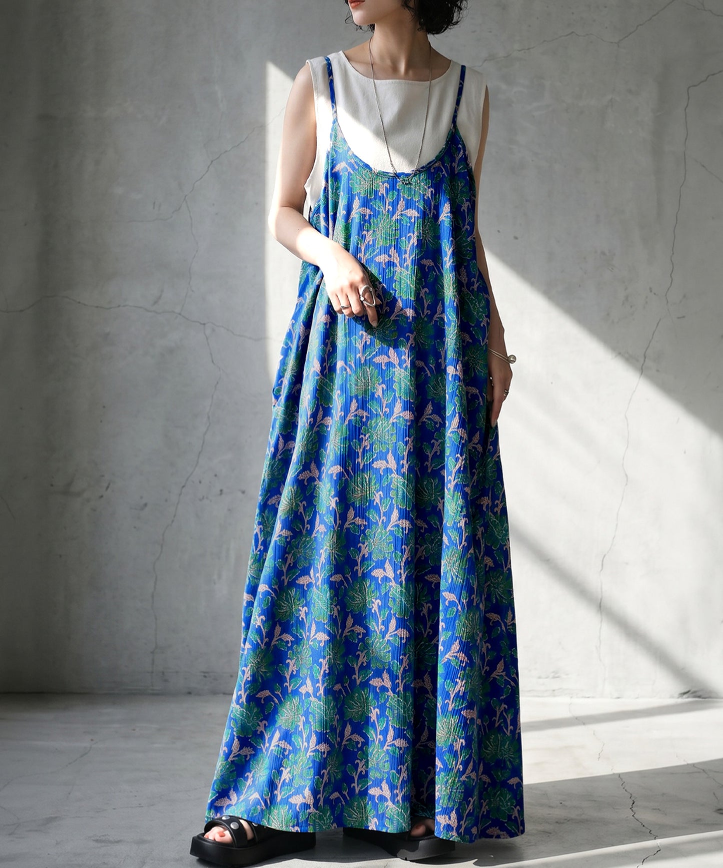 NUUUII Patterned Print 100% Cotton Long Camisole Dress Ladies