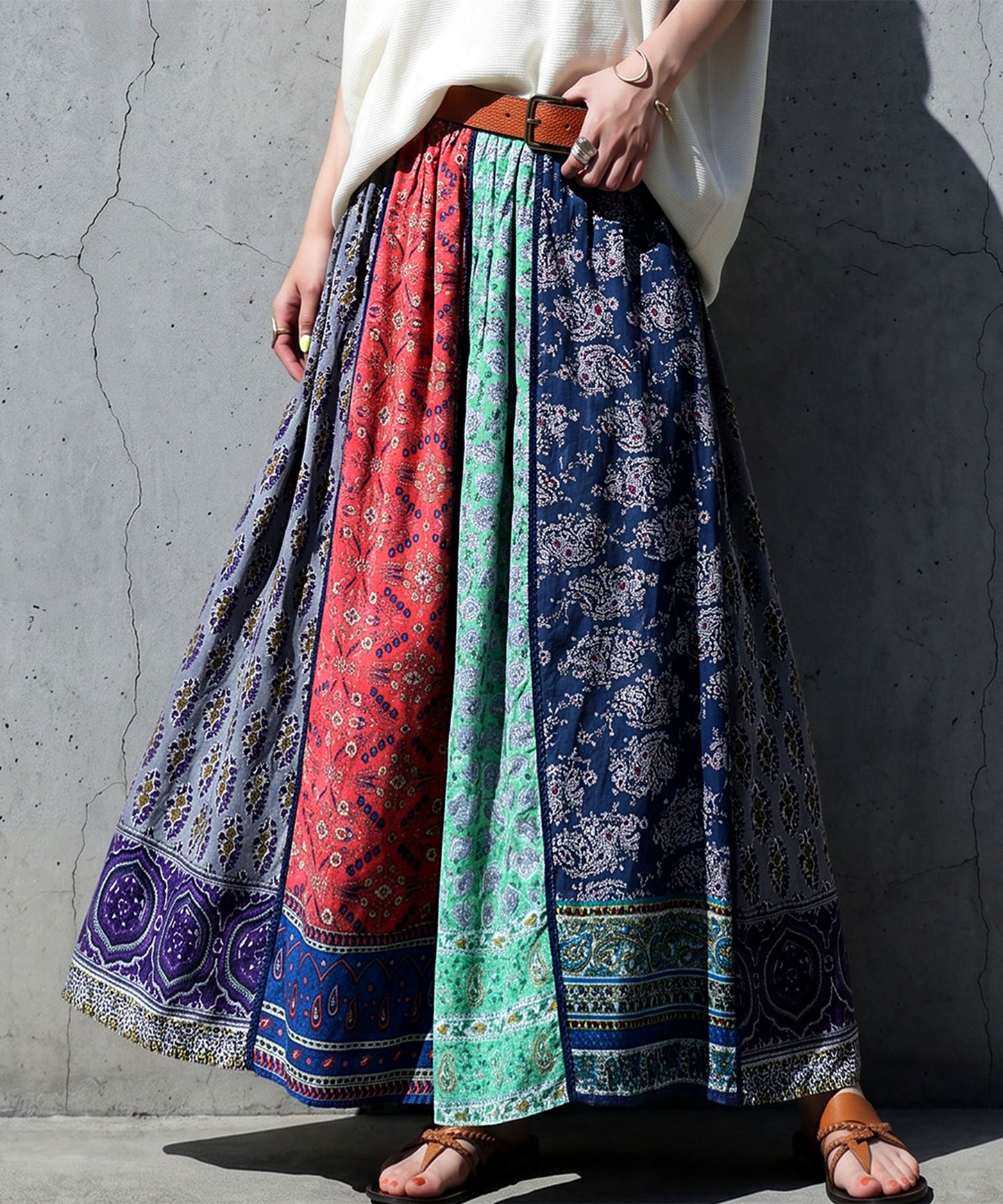 NUUUII Patchwork Flared Scarf, 100% Cotton Skirt Ladies