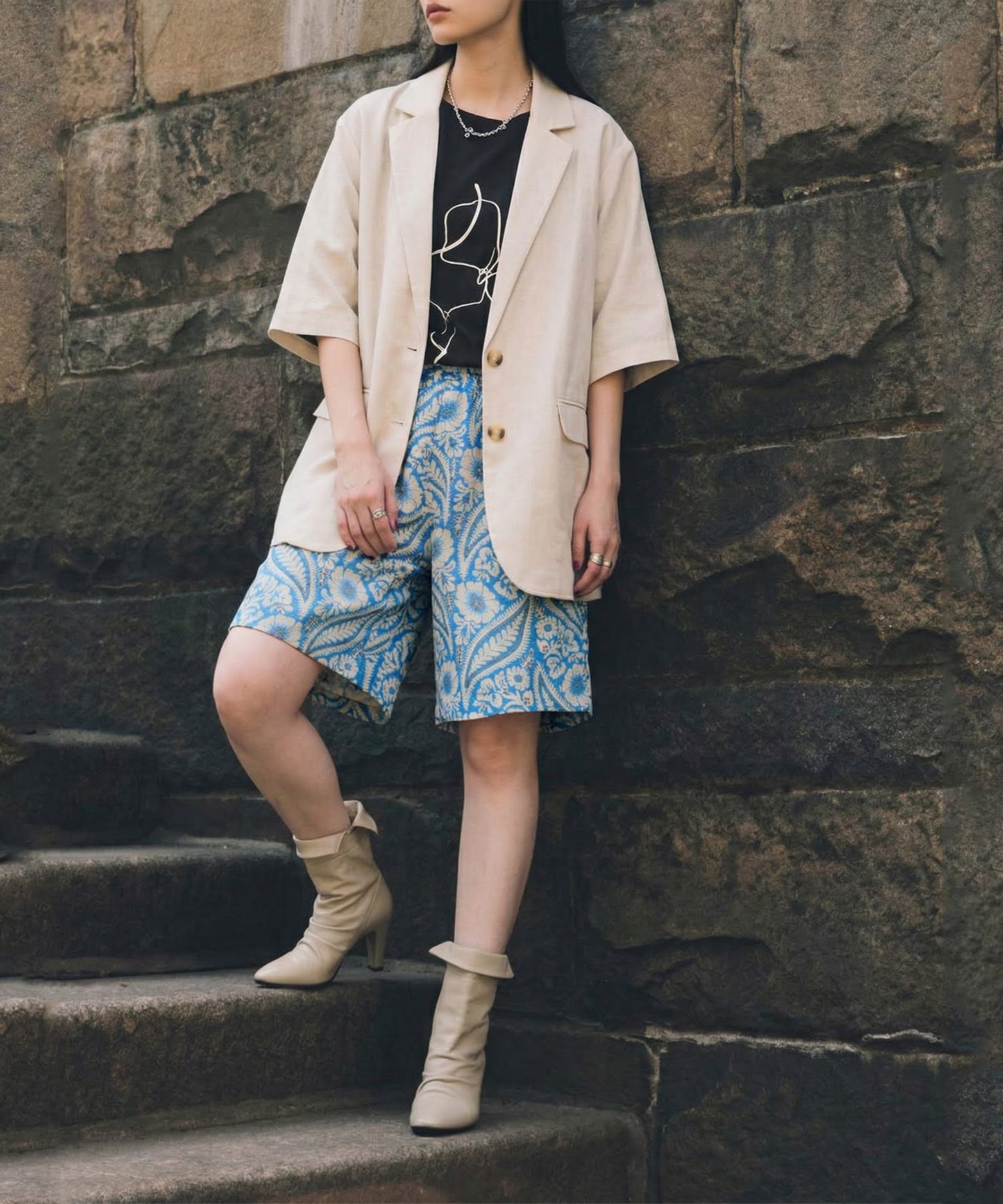 Fringe Floral Short Pants Ladies