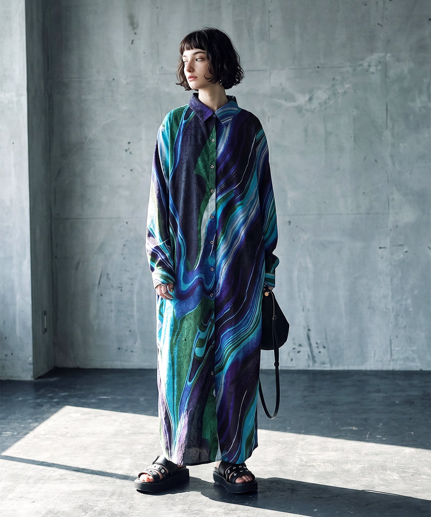 NUUUII 100% Cotton Art Print Shirt Dress Ladies