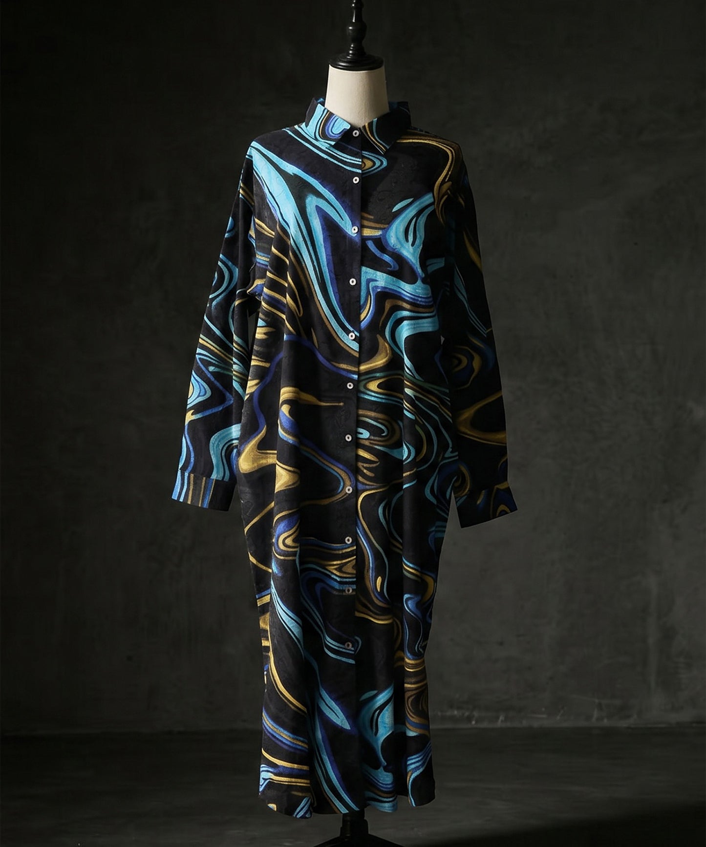 NUUUII 100% Cotton Art Print Shirt Dress Ladies