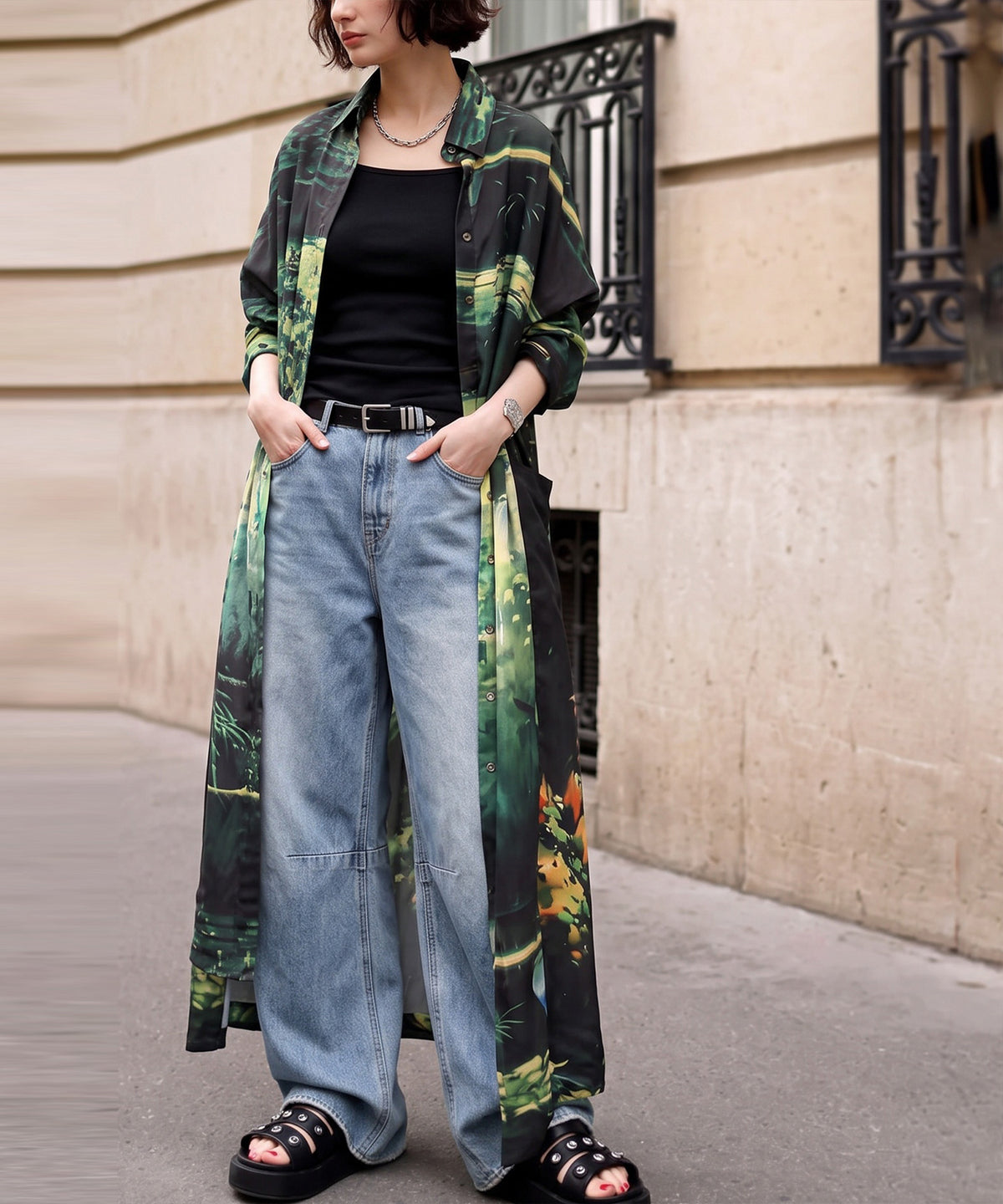 NUUUII Art Print Long Shirt Dress Ladies