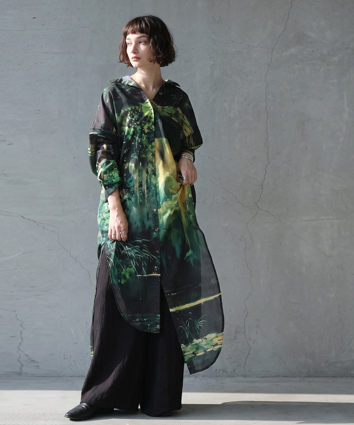 NUUUII Art Print Long Shirt Dress Ladies