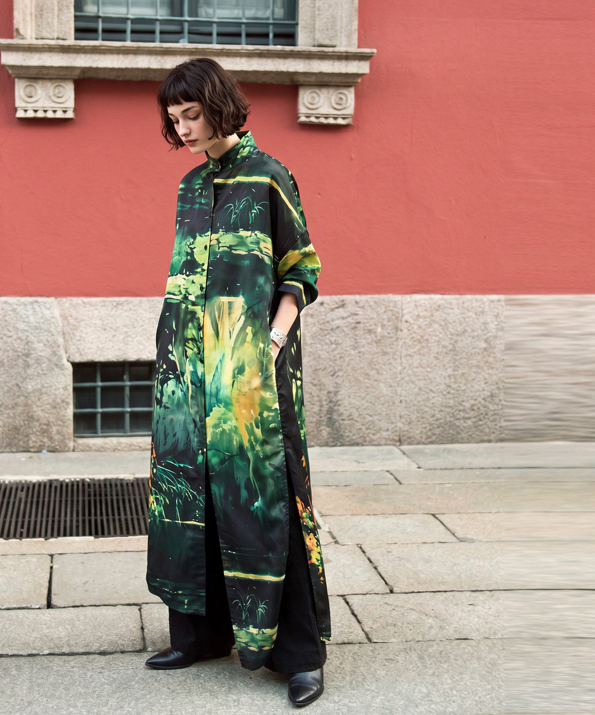 NUUUII Art Print Long Shirt Dress Ladies