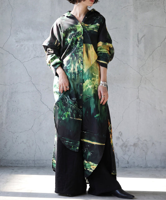 NUUUII Art Print Long Shirt Dress Ladies
